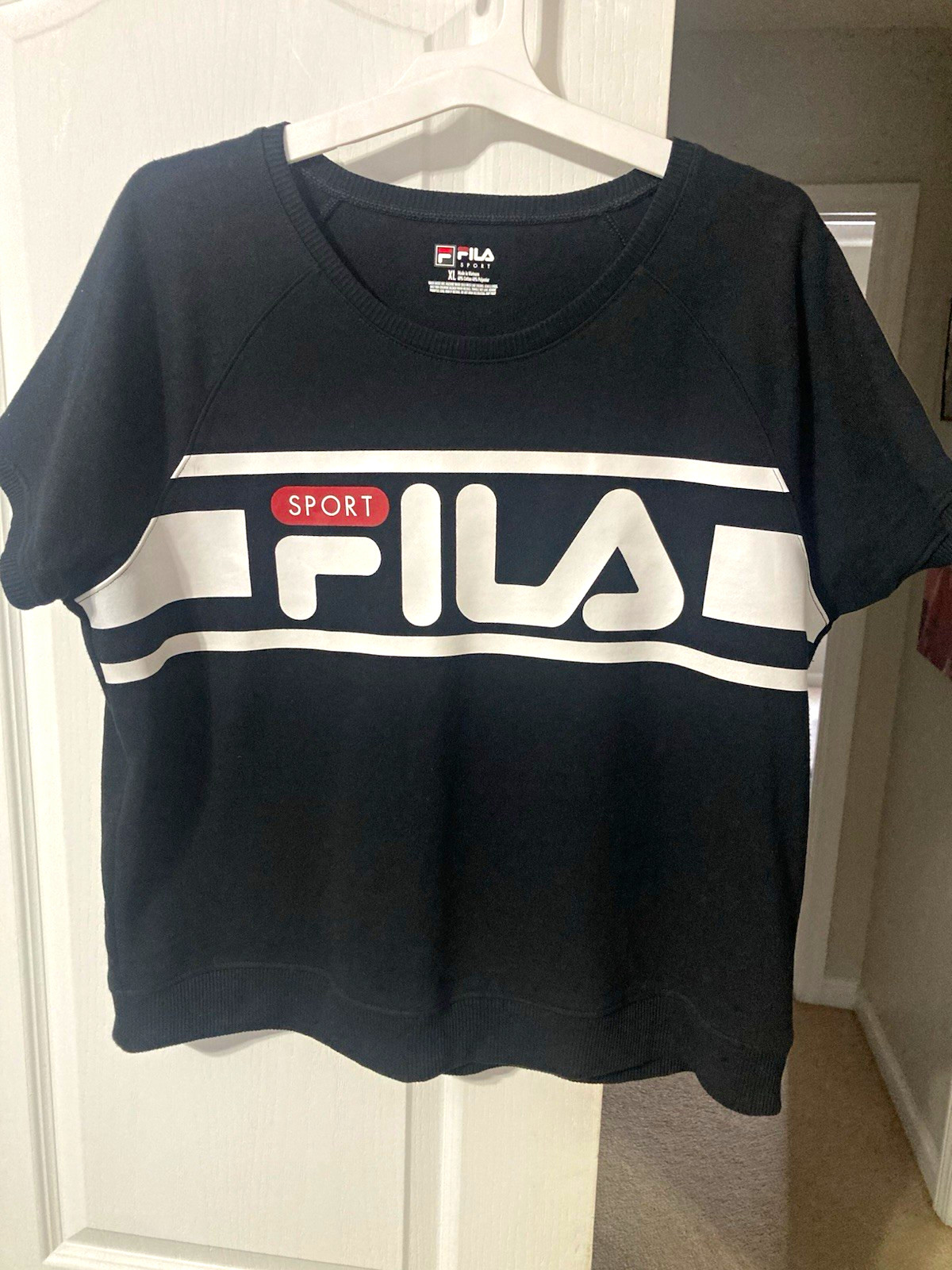 FILA Sport Women’s S Black Cotton Logo Graphic Short Sleeve Crew Neck T-Shirt