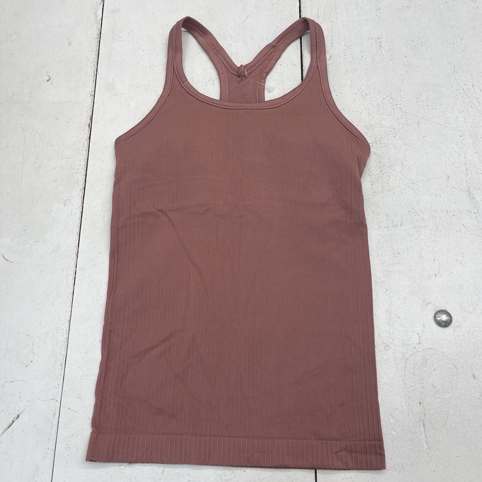 Attraco Pink Ribbed Built In Bra Racerback Active Tank Top Women’s Size Small
