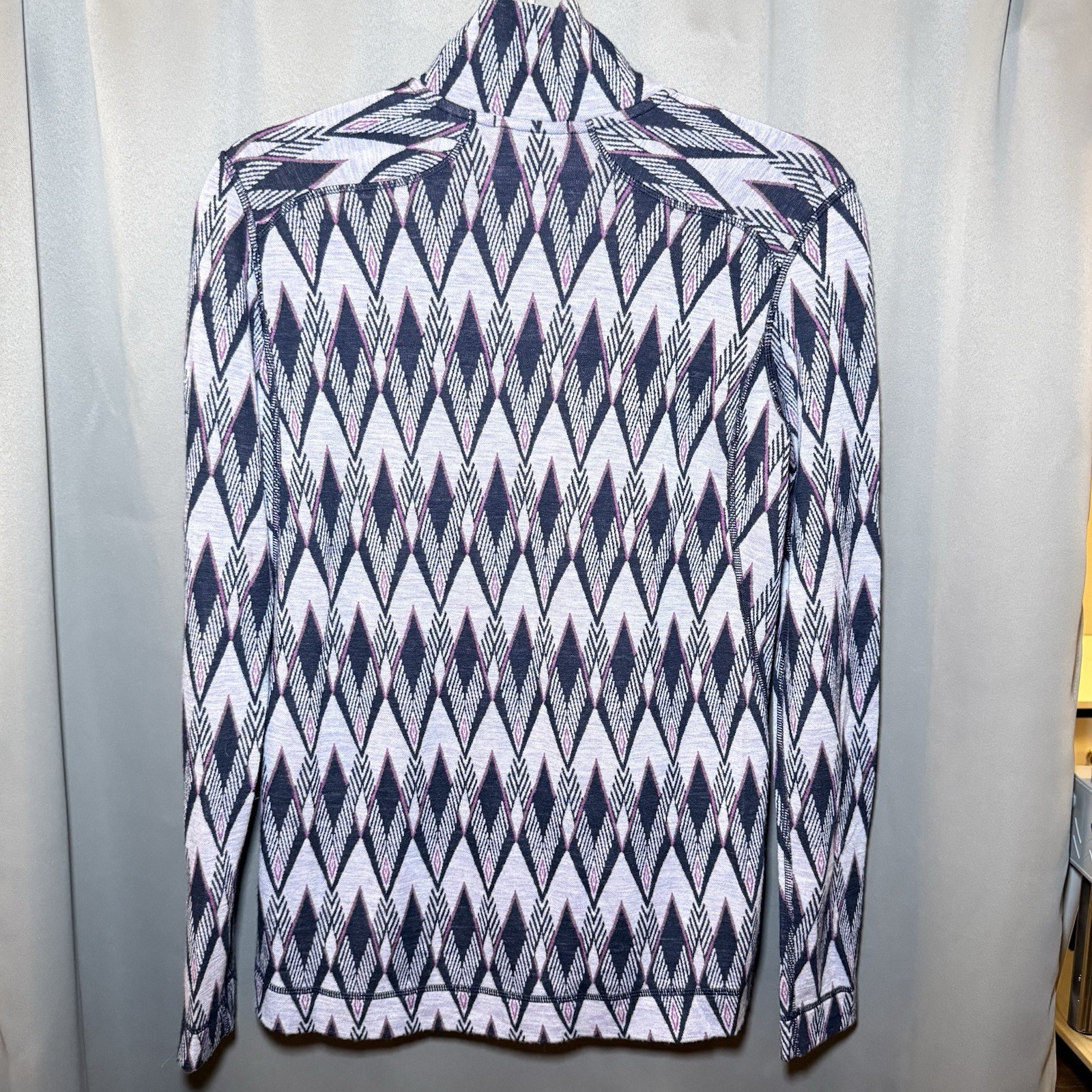 SMARTWOOL Merino 250 Base Layer Pattern 1/4 Zip Pullover Purple Mist Women’s Lg