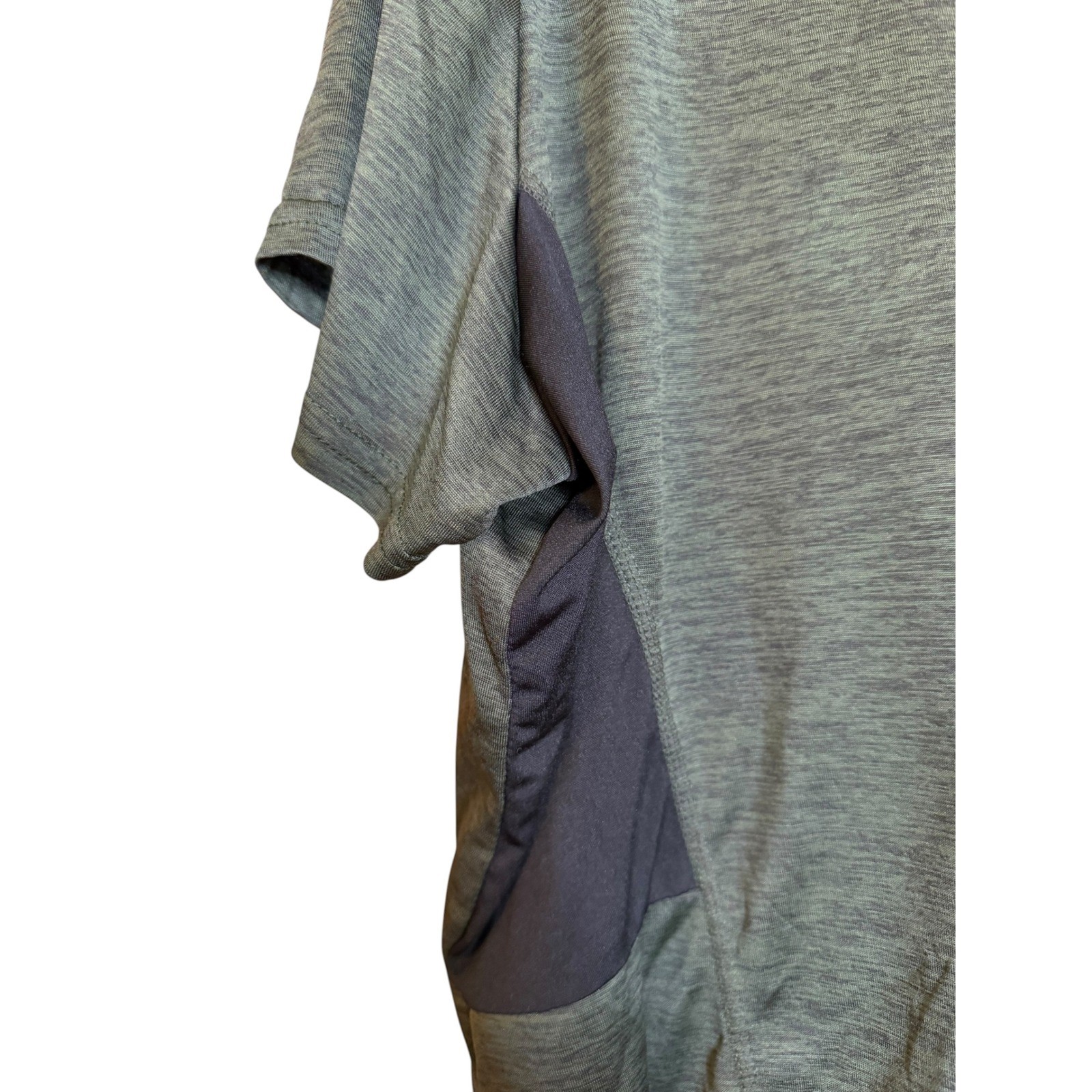 Real Essentials Womens V-Neck Active T-Shirt Heather Green Size 3X Athleisure