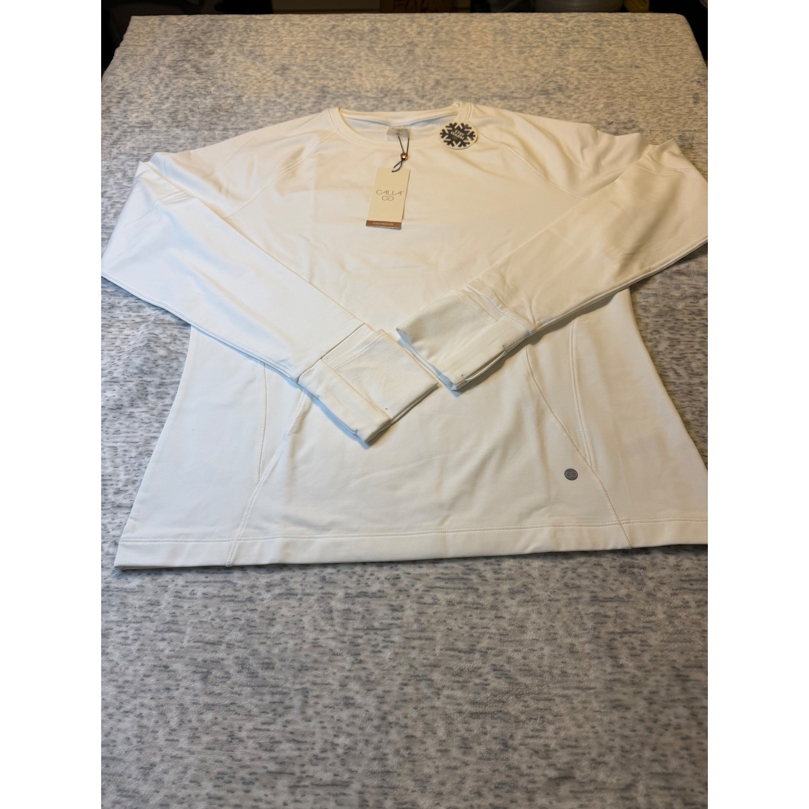 CALIA Cold Weather Womens White Long Sleeve Stay Warm Thumbhole Top XL baselayer