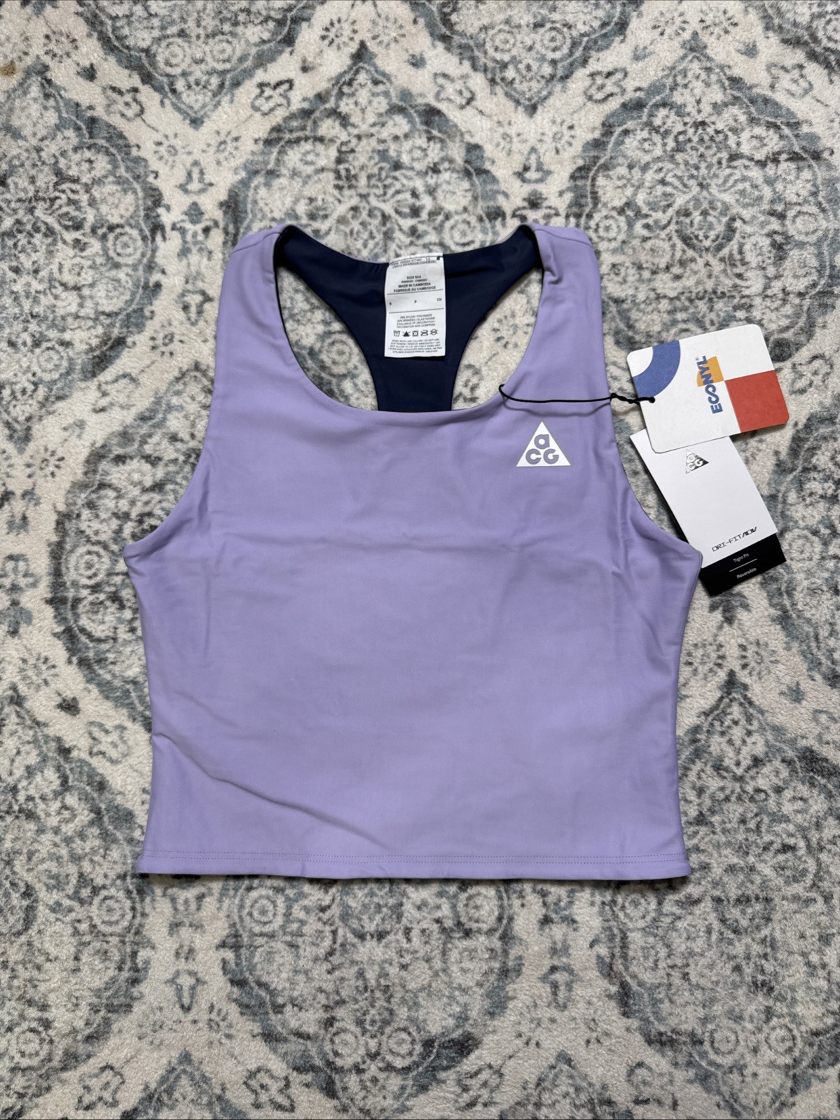 Nike ACG Tree Frog Women Sz S Dri-FIT ADV Purple Grey Reversible Tank HJ0252-515