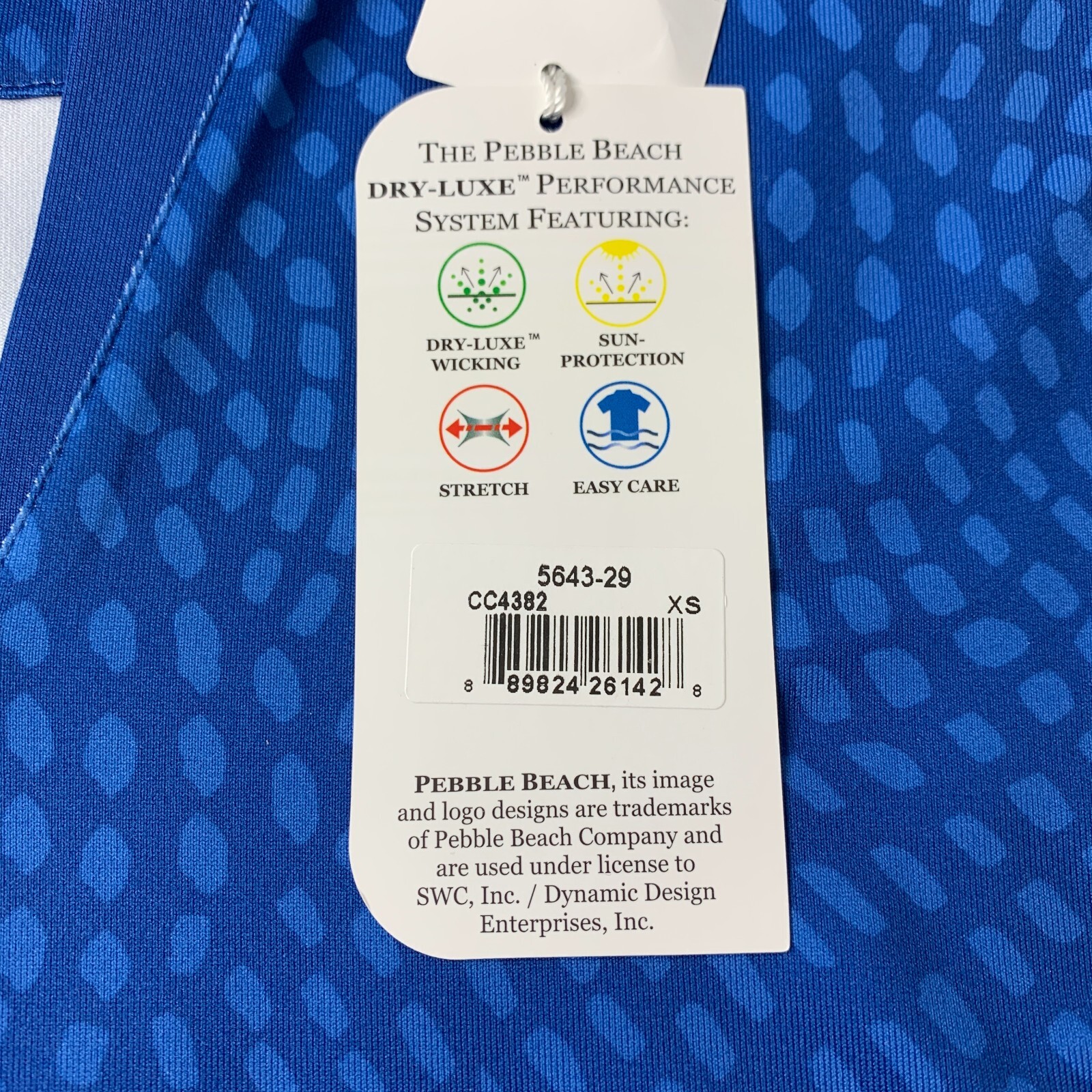 Pebble Beach Dry Luxe Performance Womens Golf Tank XS Blue UV Protection Stretch