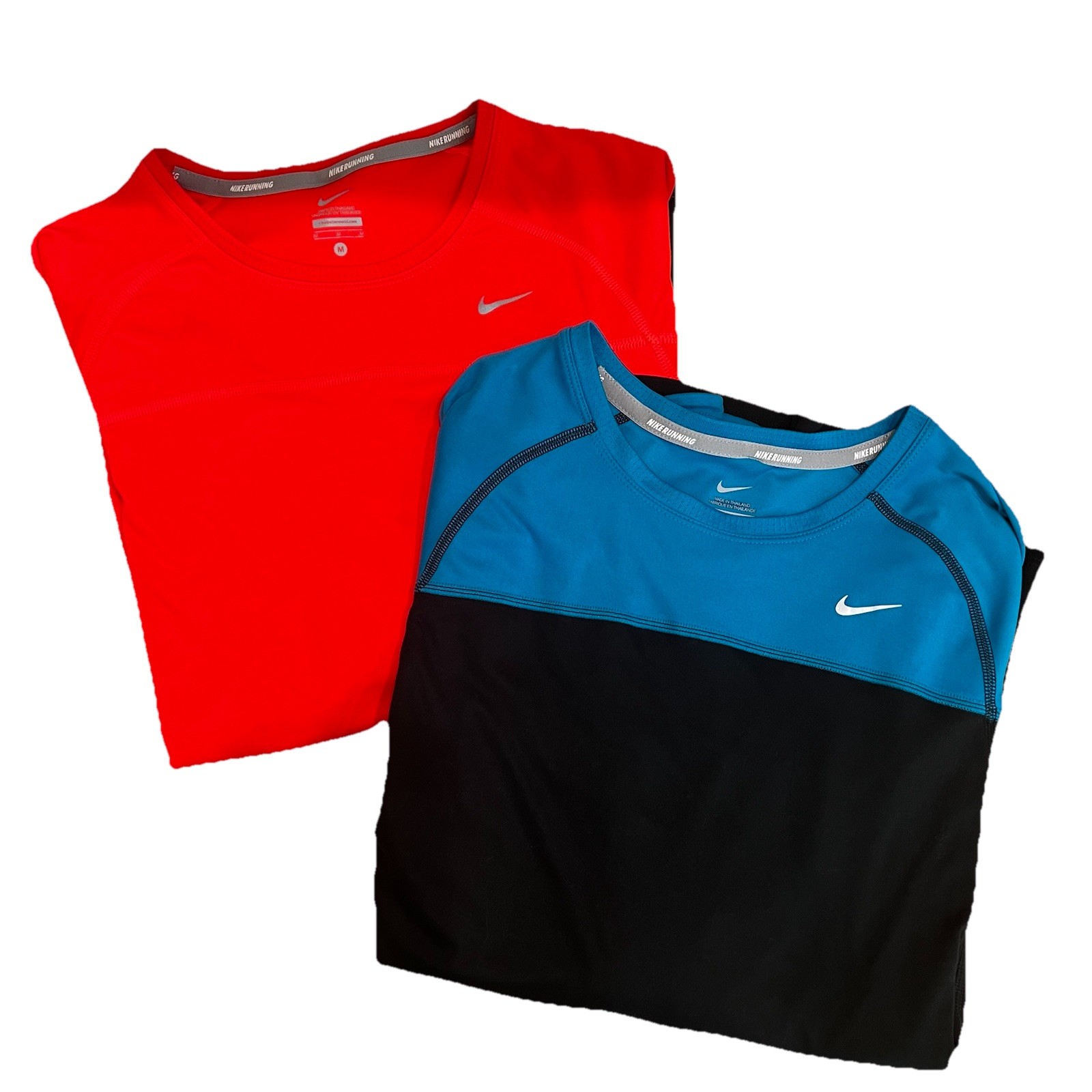 Lot (2) Nike Dri-Fit Women’s Running Shirts Long Sleeve, Size Medium Coral Blue