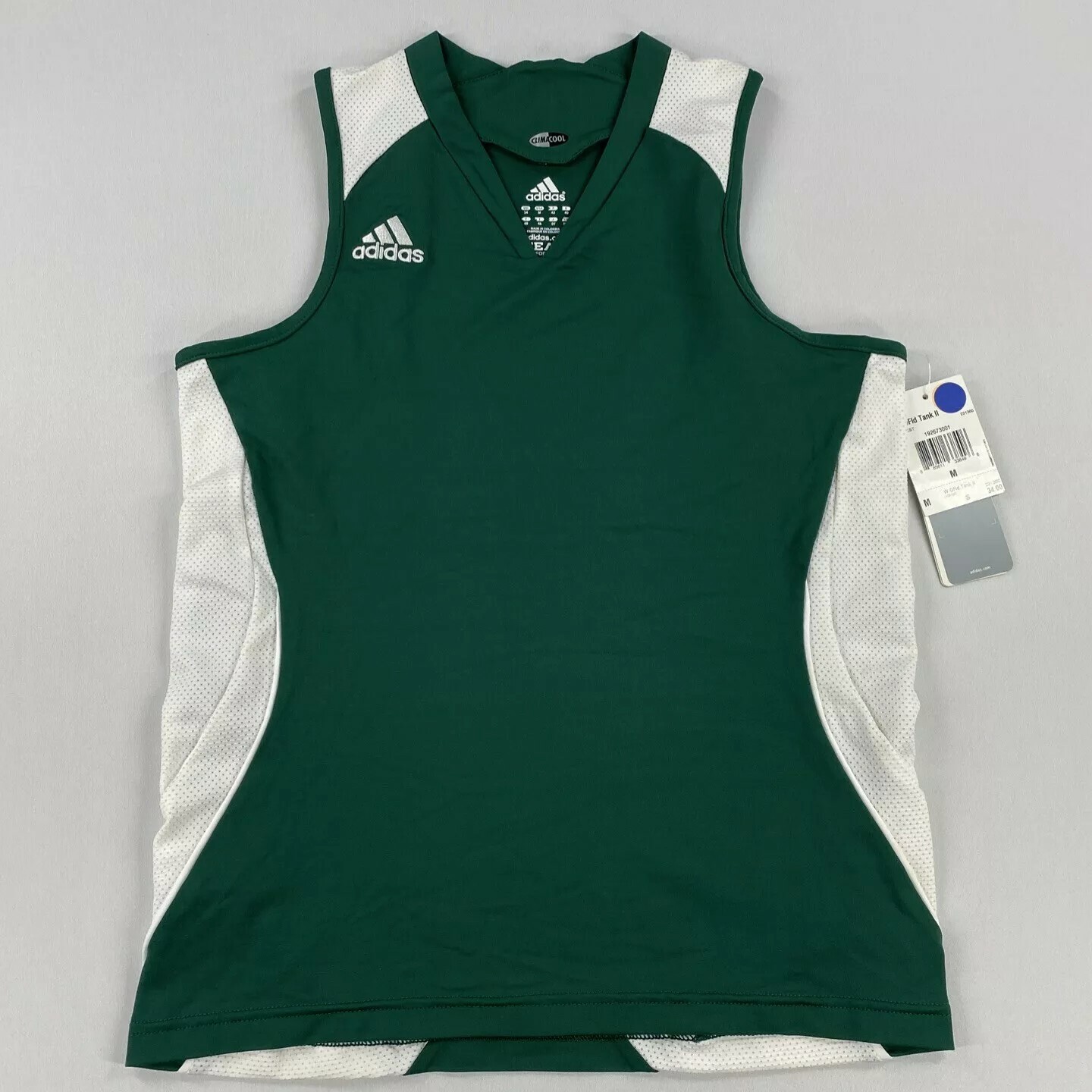 Adidas Womens Performance Tank Top Green White Size Medium