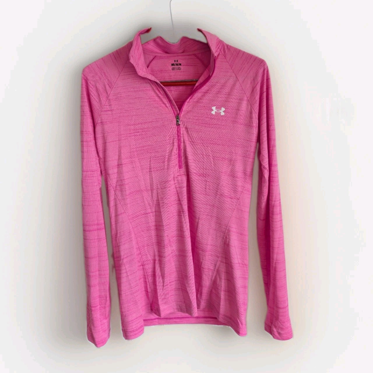 Under Armour Womens Tech 1/2 Zip Sleeve Logo Pullover Top Pink M 1379604