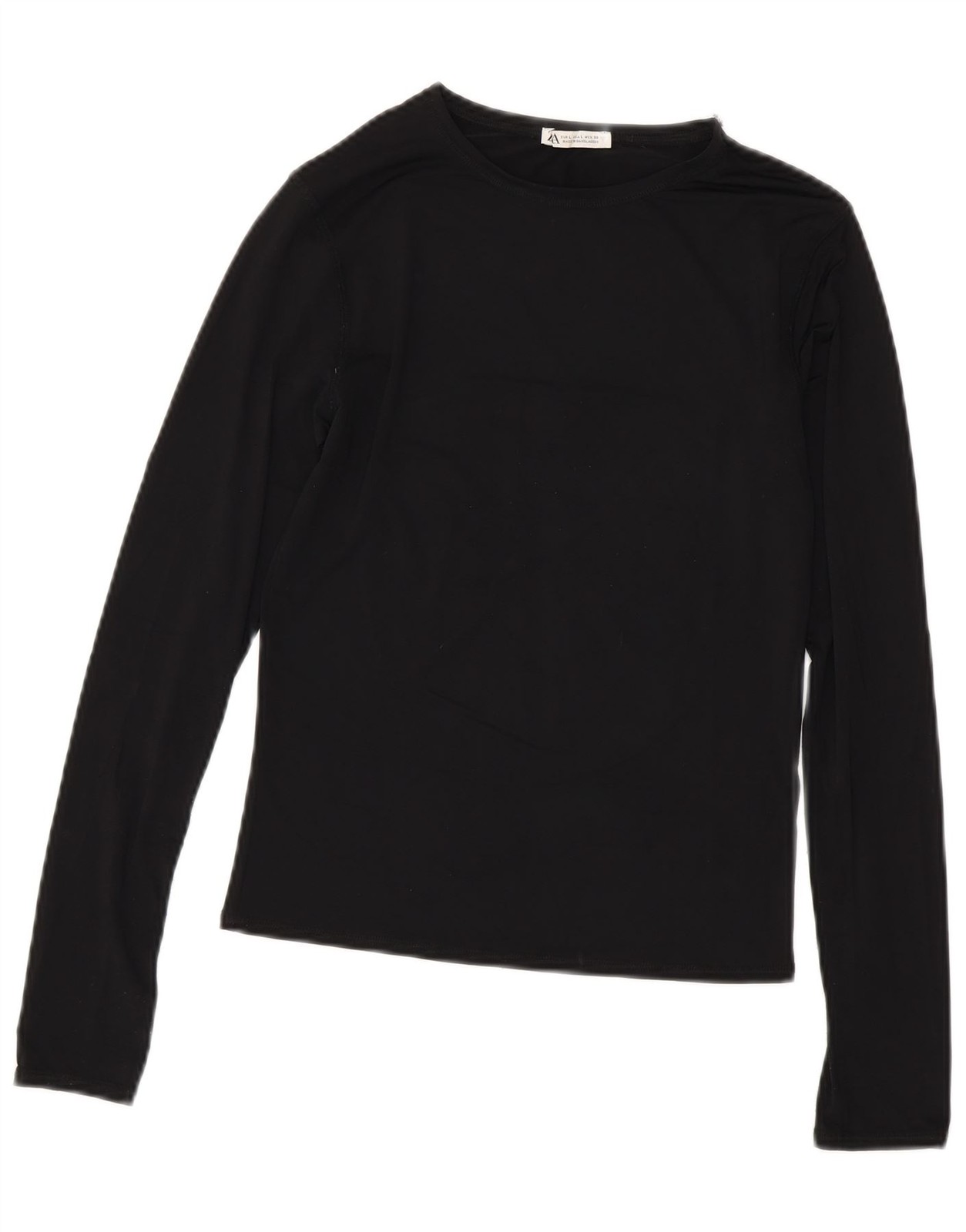 ZARA Womens Stretch Crop Top Long Sleeve UK 14 Large Black BT10