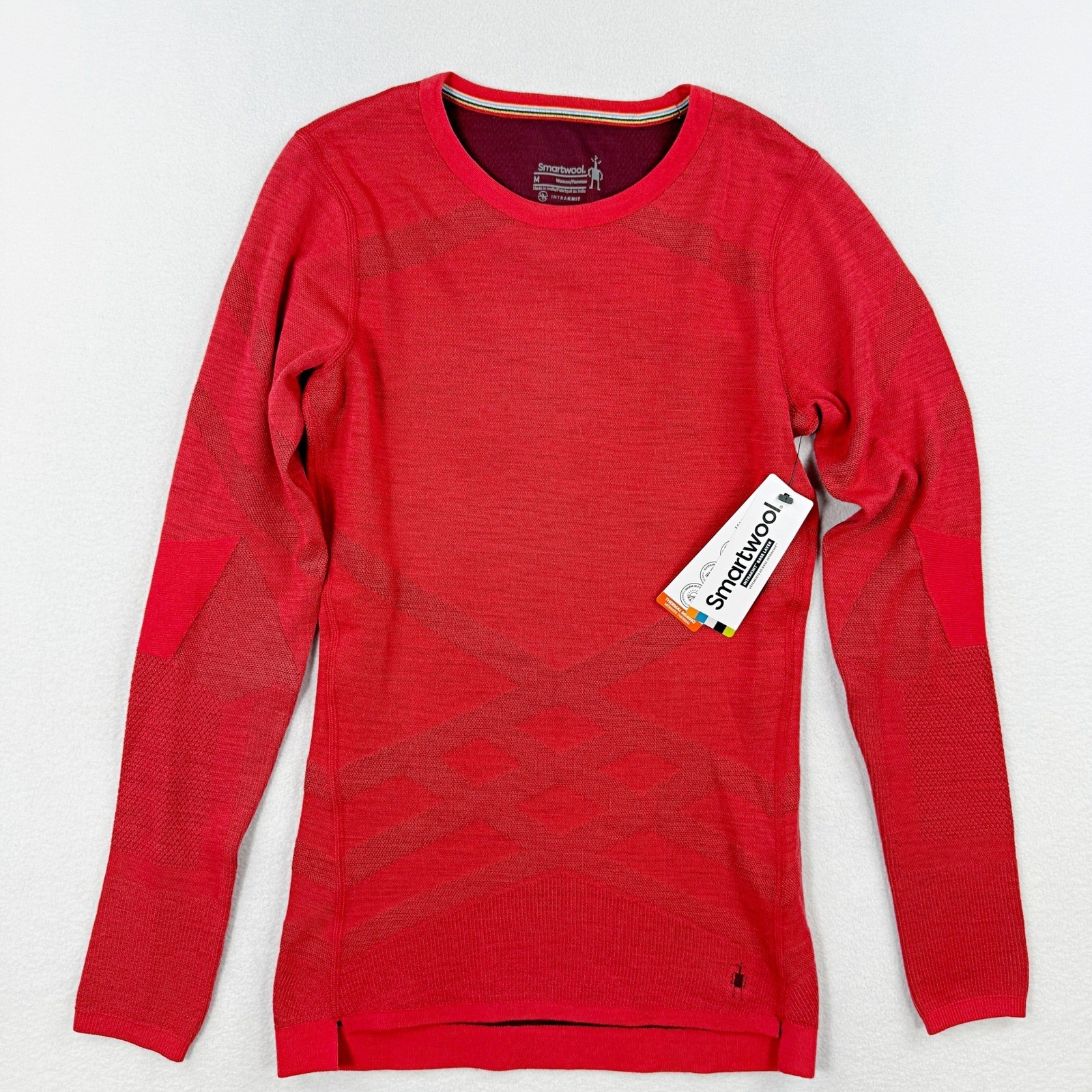 Smartwool Intraknit 200 Thermal Baselayer Top Size M Womens Scarlet Red NEW