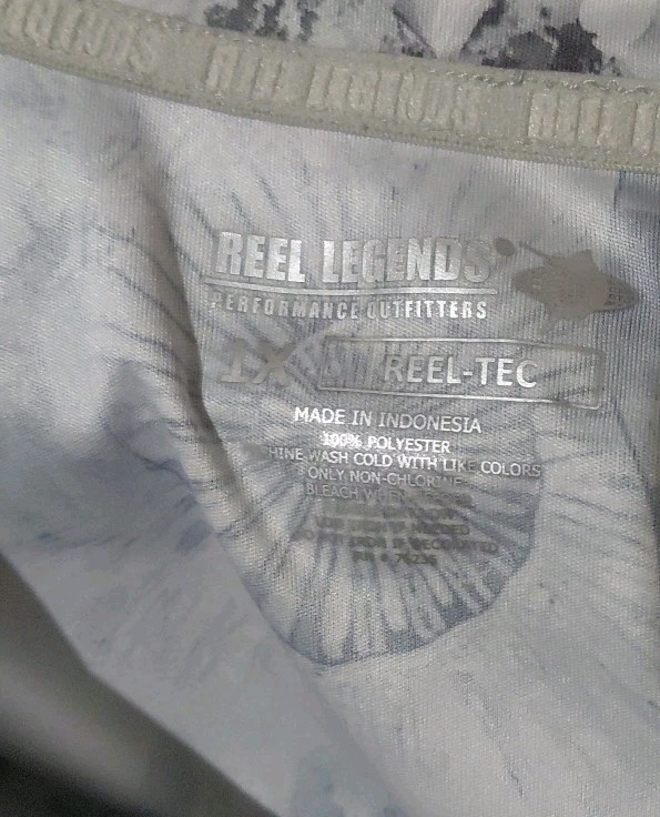 Reel Legends Reel Tec Womens 1X Gray Shell Print Short Sleeve Performance Top