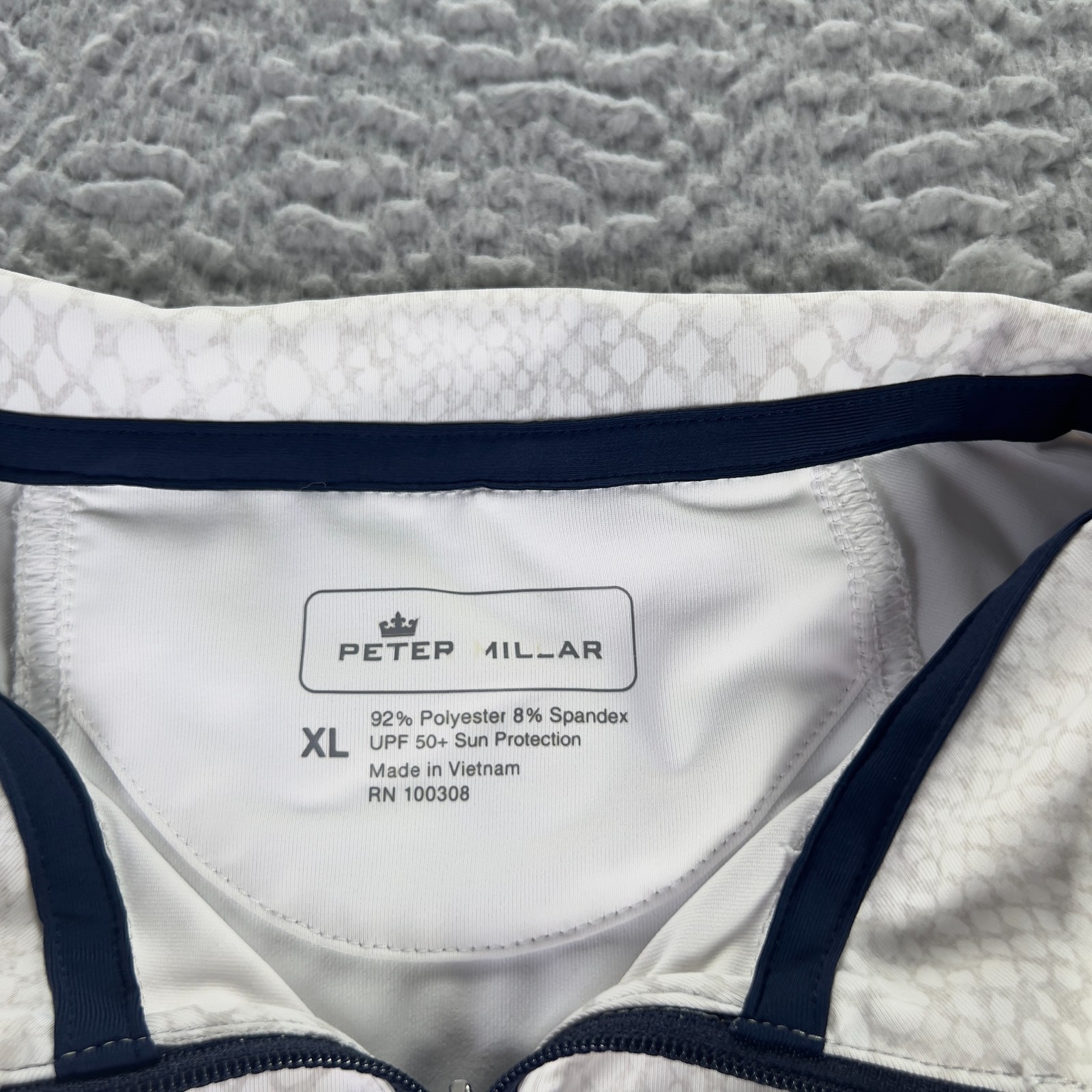 Peter Millar Pullover Womens XL White Gray Animal Print 1/4 Zip Performance Golf