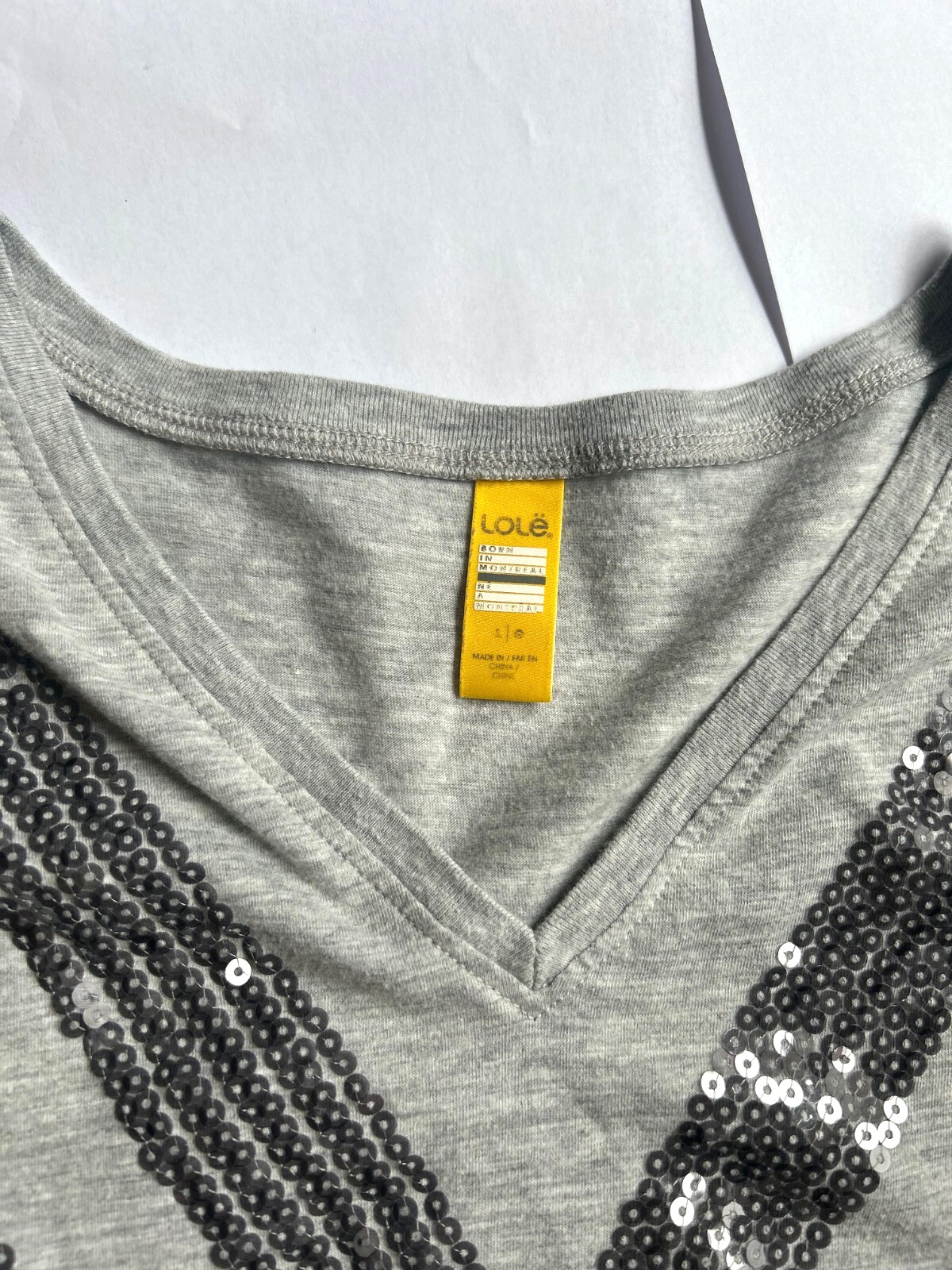 Lole Athletic Designer Sequence Heather Gray Cotton Blend Tee Top Size Large