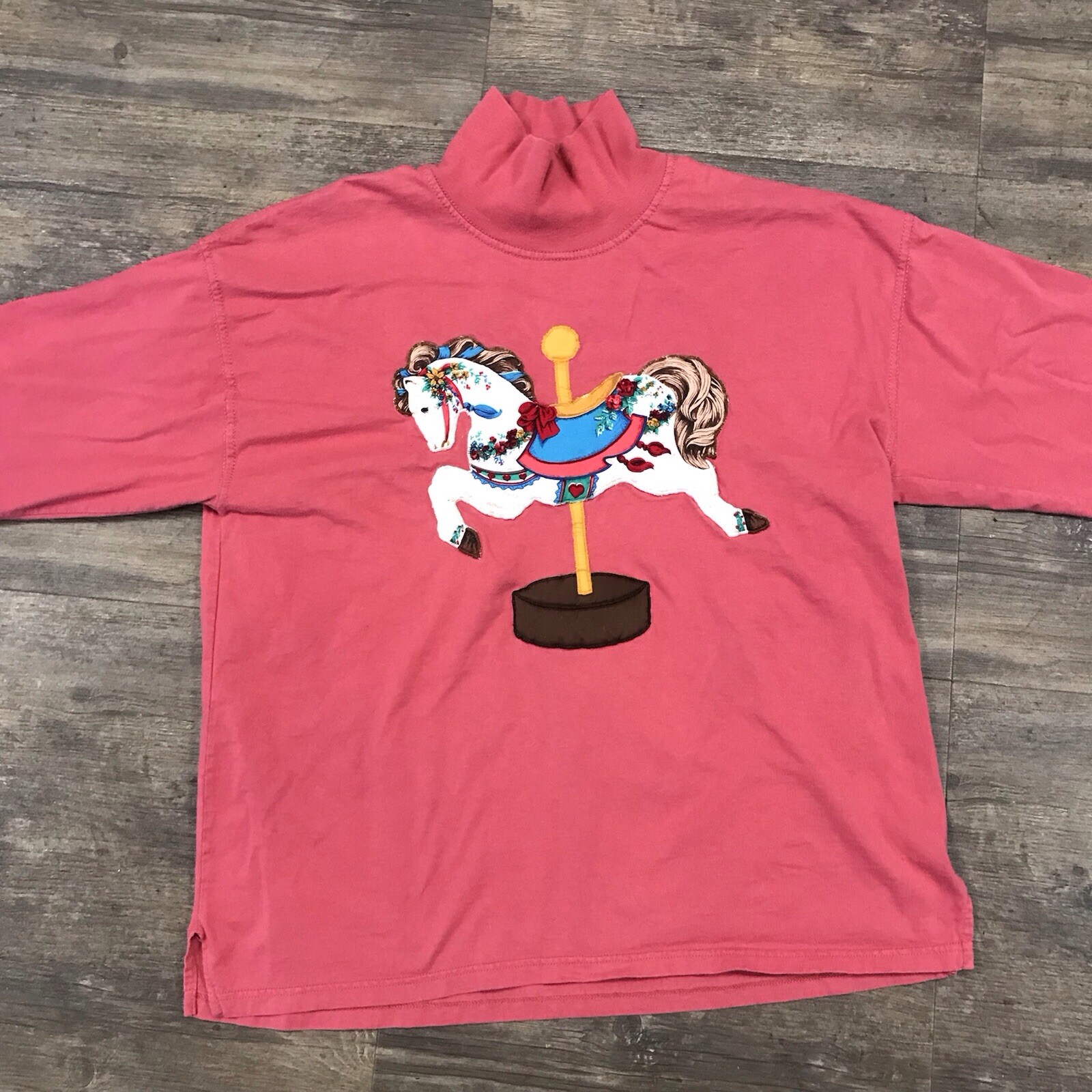 Vintage Russell Athletic Turtleneck Pullover Carousel Horse Size Large USA (341)