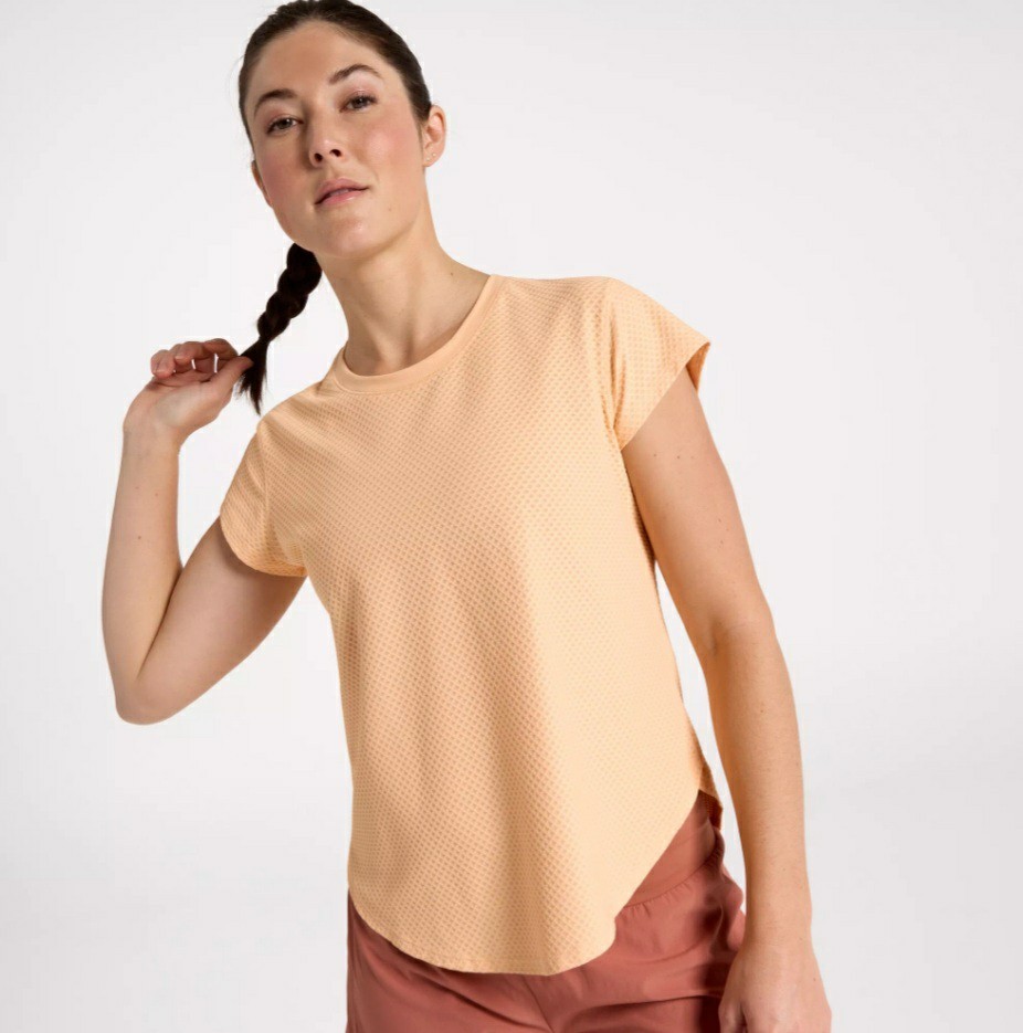 Calia Women’s Renew Short Sleeve Tee in Peach Sherbet Size S NWT $44