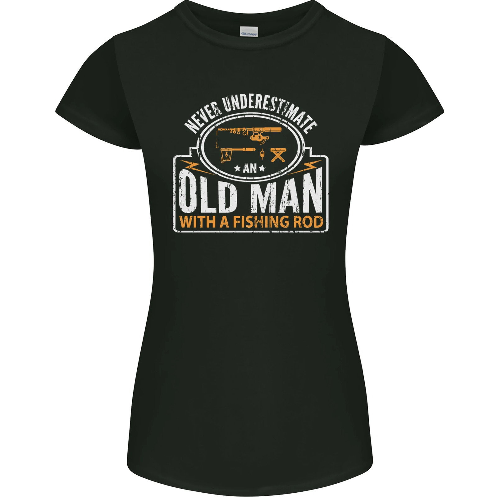 An Old Man With a Fishing Rod Fisherman Womens Petite Cut T-Shirt