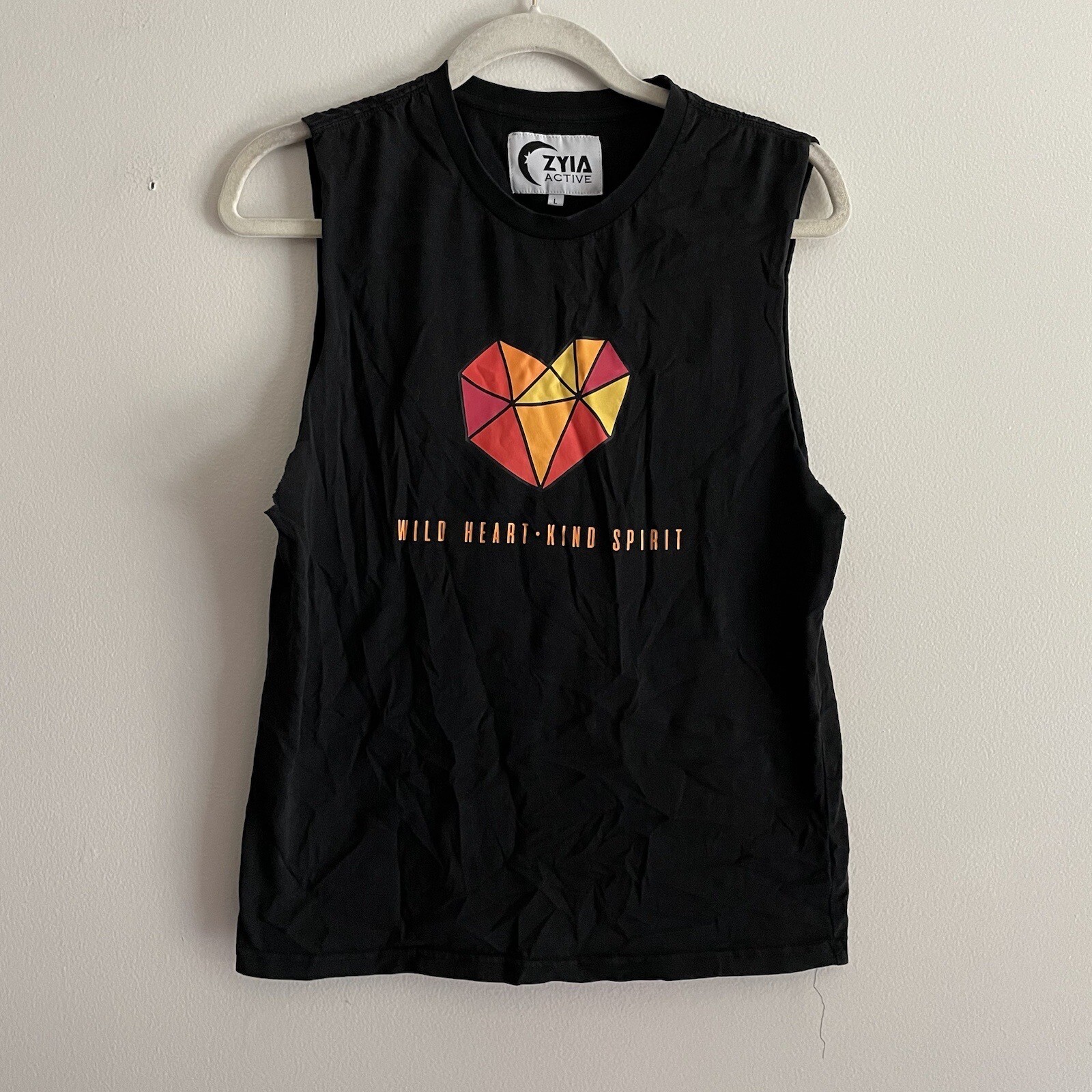Zyia Active Women L Black Athletic Wild Heart Kind Spirit Graphic Tank Top