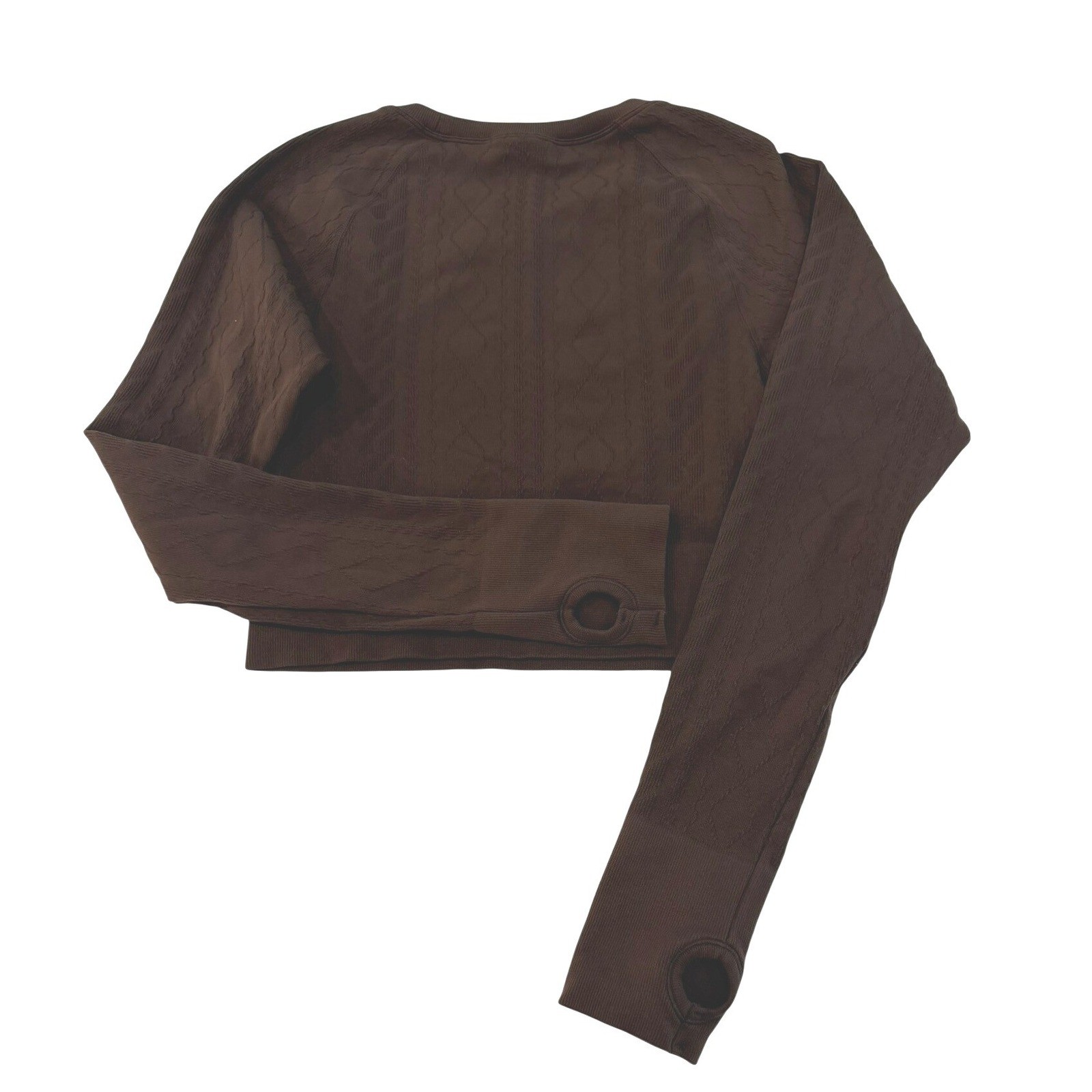 JoyLab Brown Seamless Cable Knit Long Sleeve Crop Top Workout Shirt Womens Large