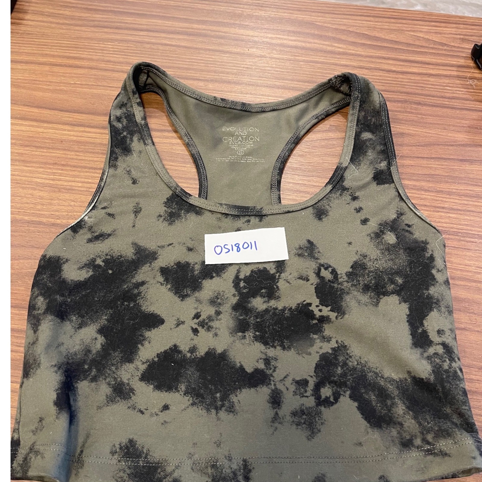 Evolution and Creation EVCR Tie Dye Racerback Crop Top Olive Green Black Small