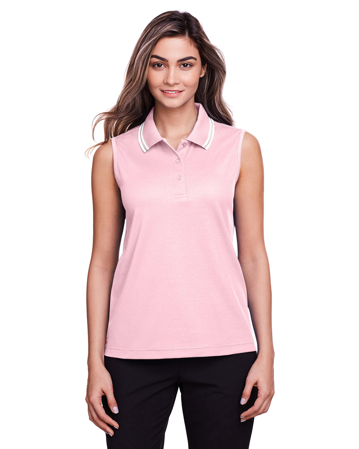 Devon & Jones Ladies’ CrownLux Performance Plaited Tipped Polo DG20SW XS-3XL
