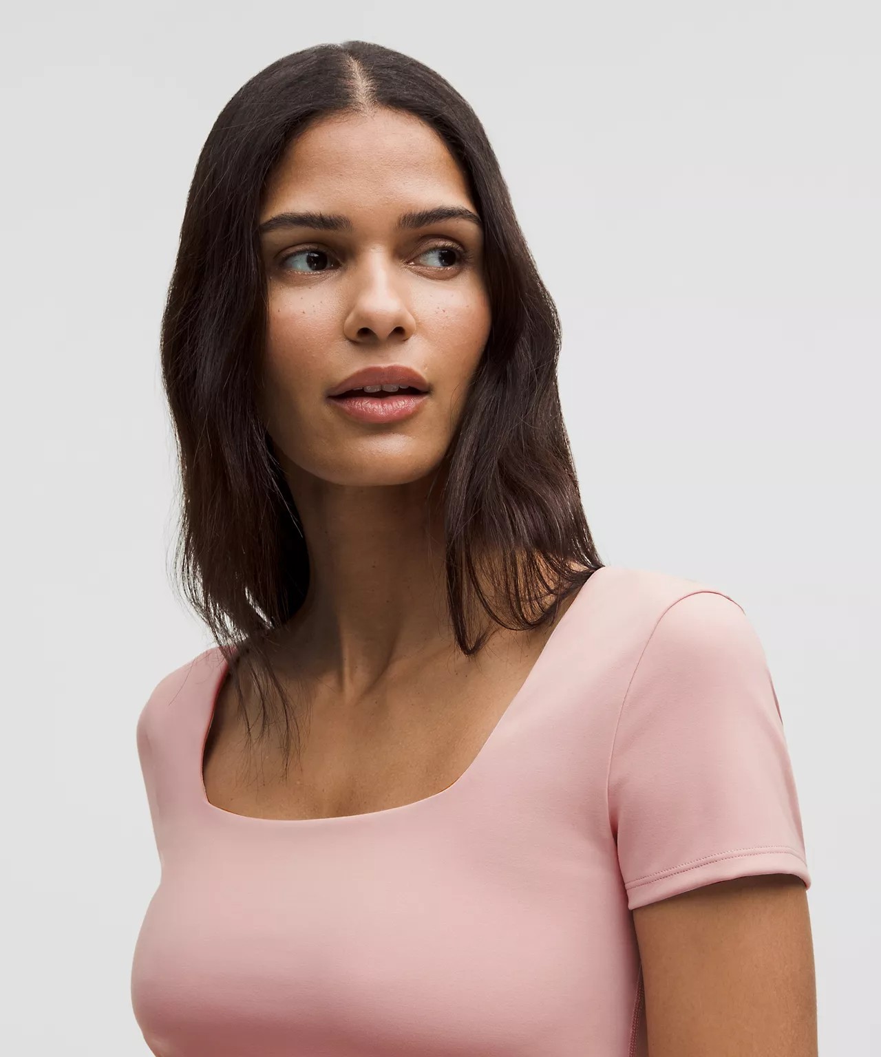 NWT LULULEMON Wunder Under Smooth Cover Pink Haze Square Neck T-Shirt, Size 0