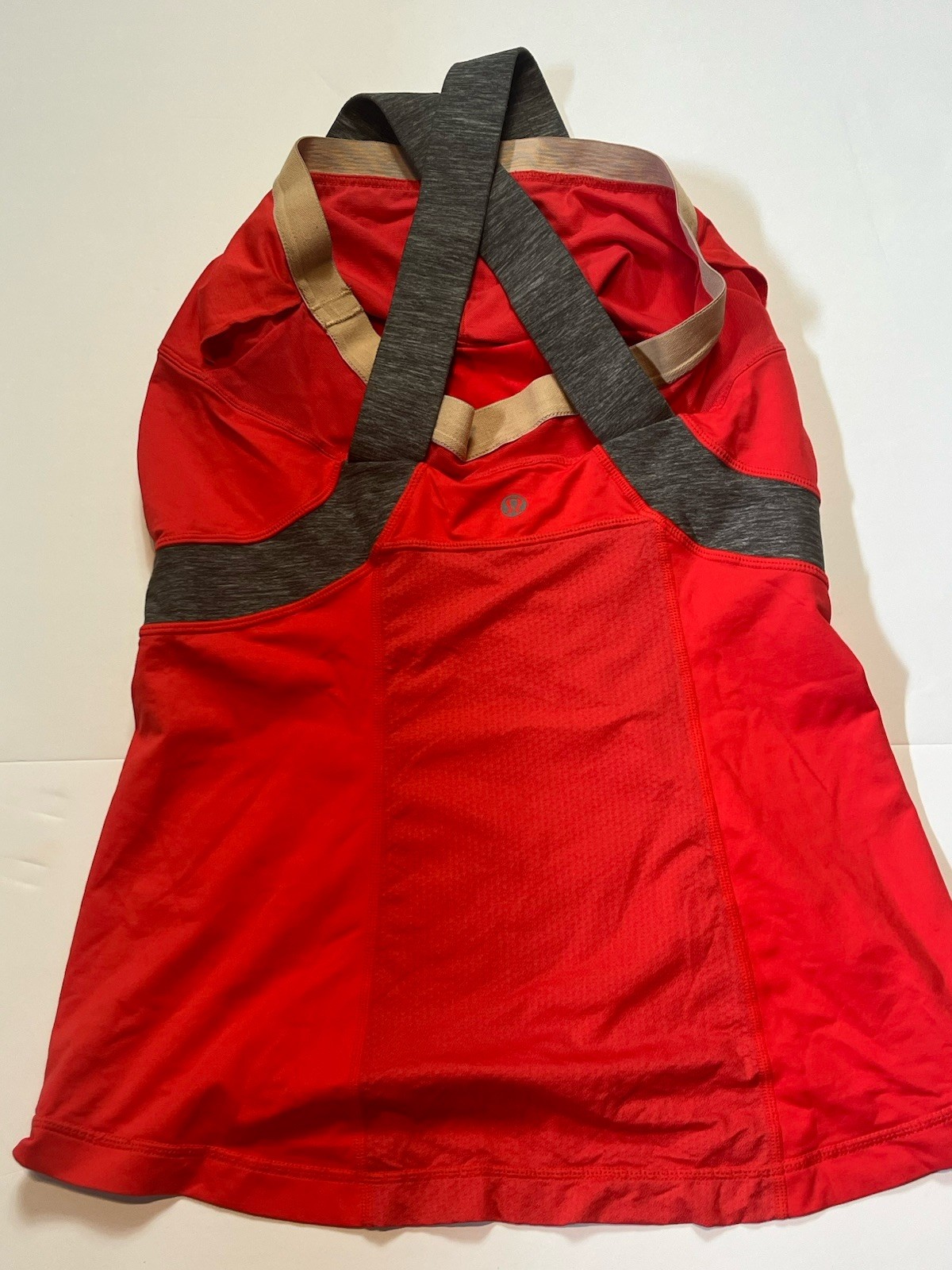 Lululemon Push Ur Limits Tank Top Red Coral Gray Size 8 Criss Cross Back Passion