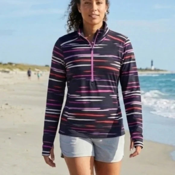 Columbia Womens Trail Crush Halfzip Pullover Sz M Omni-wick Black Purple Pink