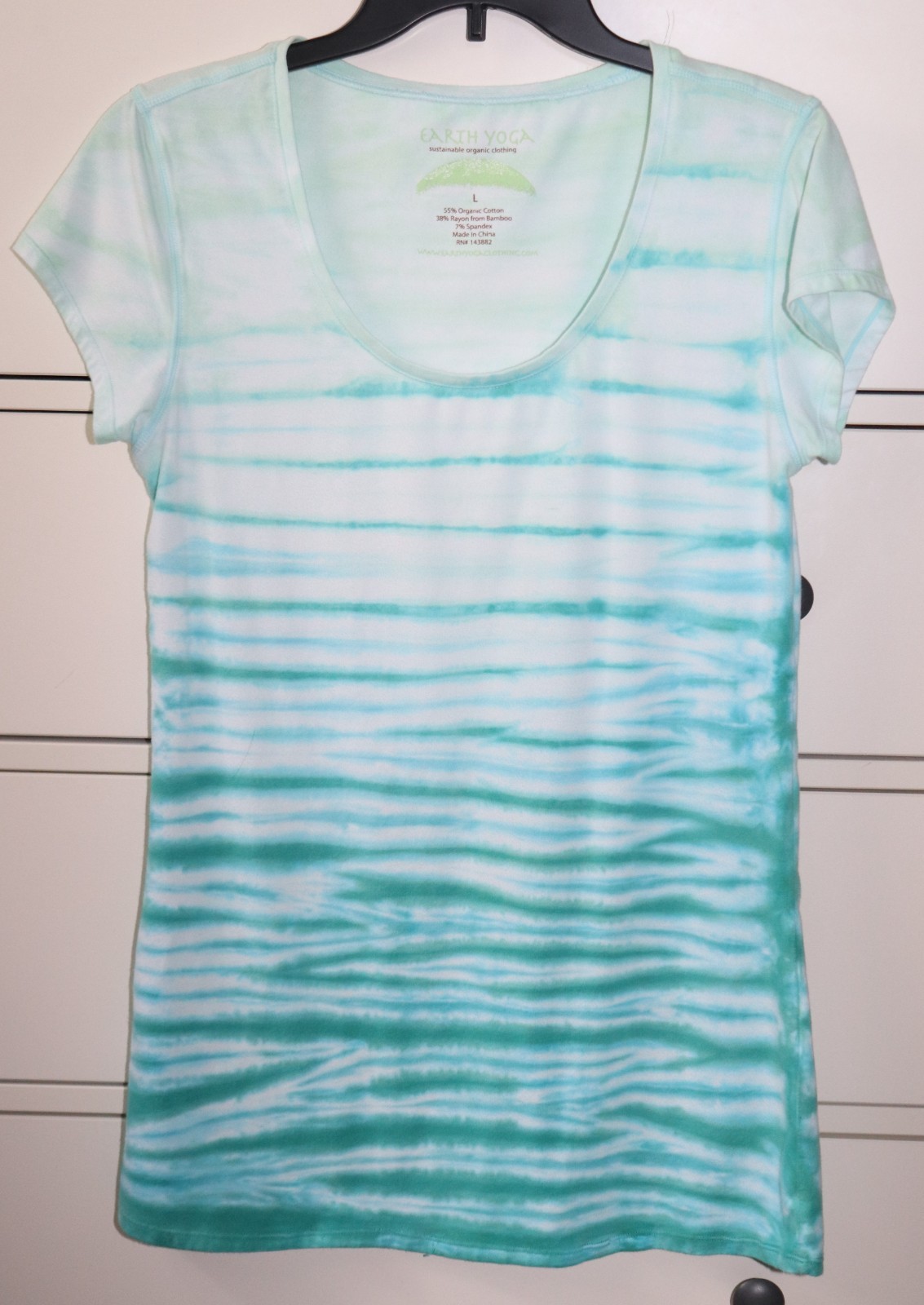 Ladies Earth Yoga Cap Sleeve Wave Ombre Tie Dye Top size L