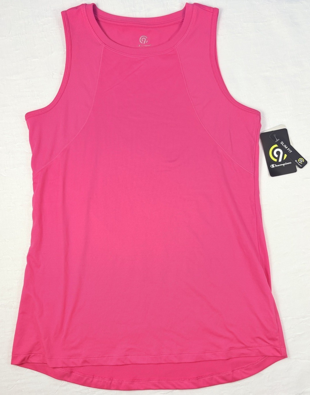 Champion Duo Dry Rib Mix Performance Tank Top Pink Small Running Activewear NWT