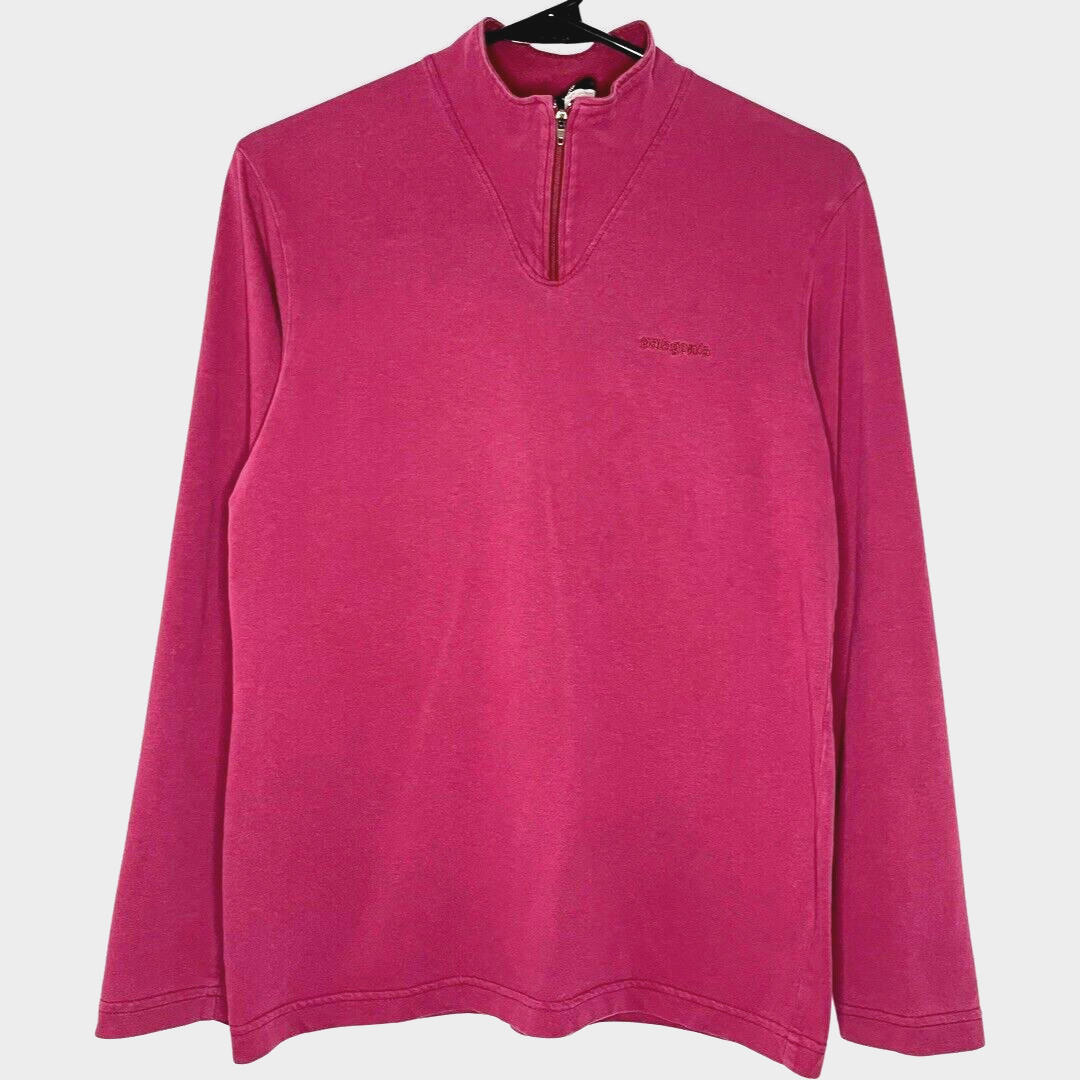 Patagonia Women Pullover XS Pink Cotton Long Sleeve 1/4 Zip Pullover Vintage USA