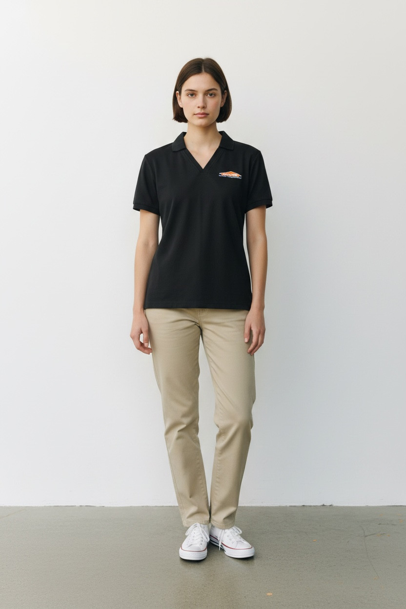 ServPro Logo Black Lightweight V Neck Polo Shirt Women’s New M