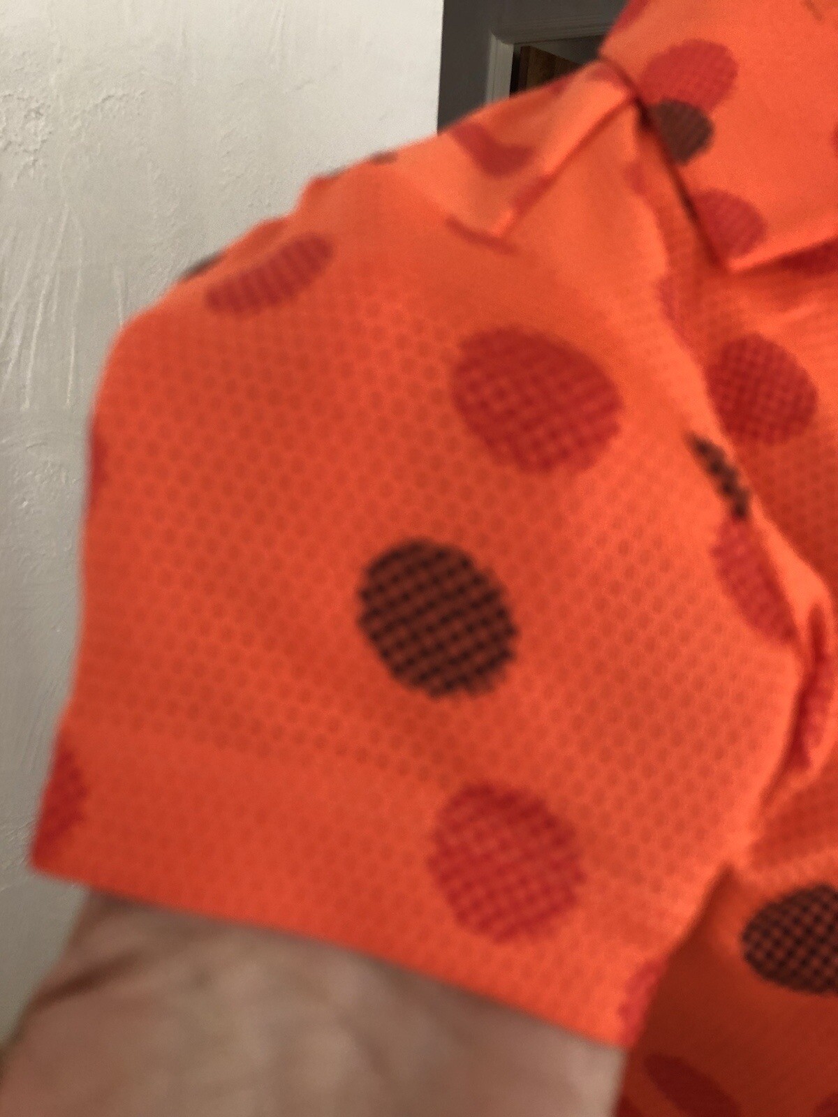 NIKE Golf Tour Performance DRI-FIT Orange Large Pixel Polka Dot S/S Top XS NWT