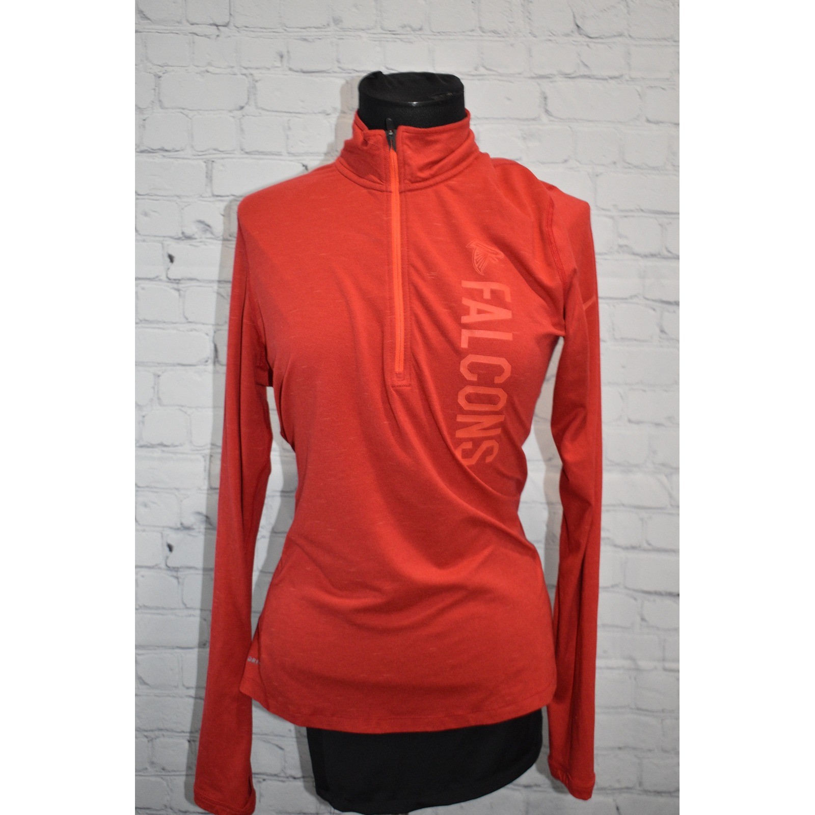Nike NFL Atlanta Falcons Quarter Zip Pullover Women Large Red Dri-FIT Top