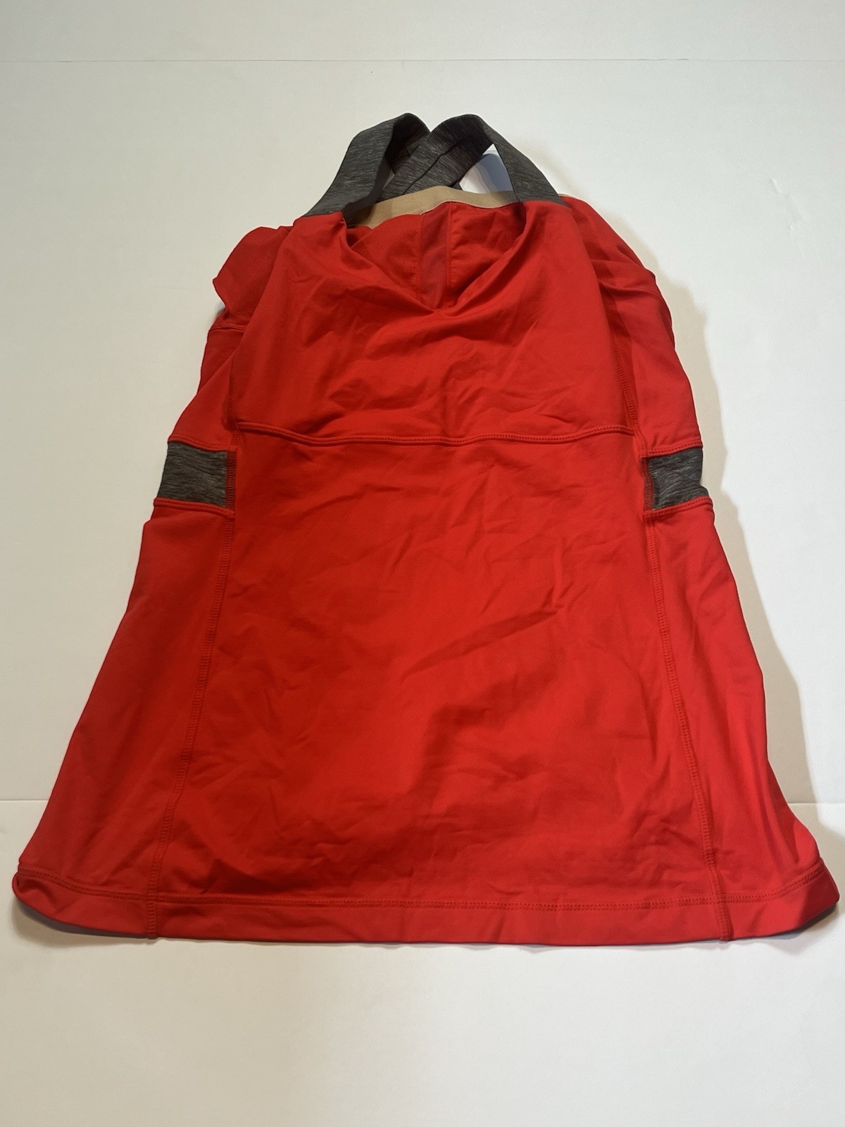 Lululemon Push Ur Limits Tank Top Red Coral Gray Size 8 Criss Cross Back Passion