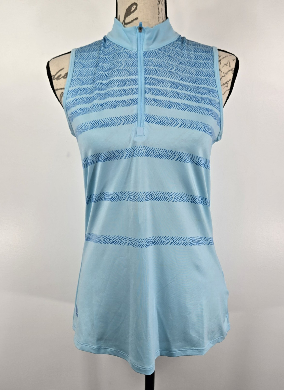 Adidas Women’s Size Small Polo Golf Shirt Pulse Blue Herringbone Stripe