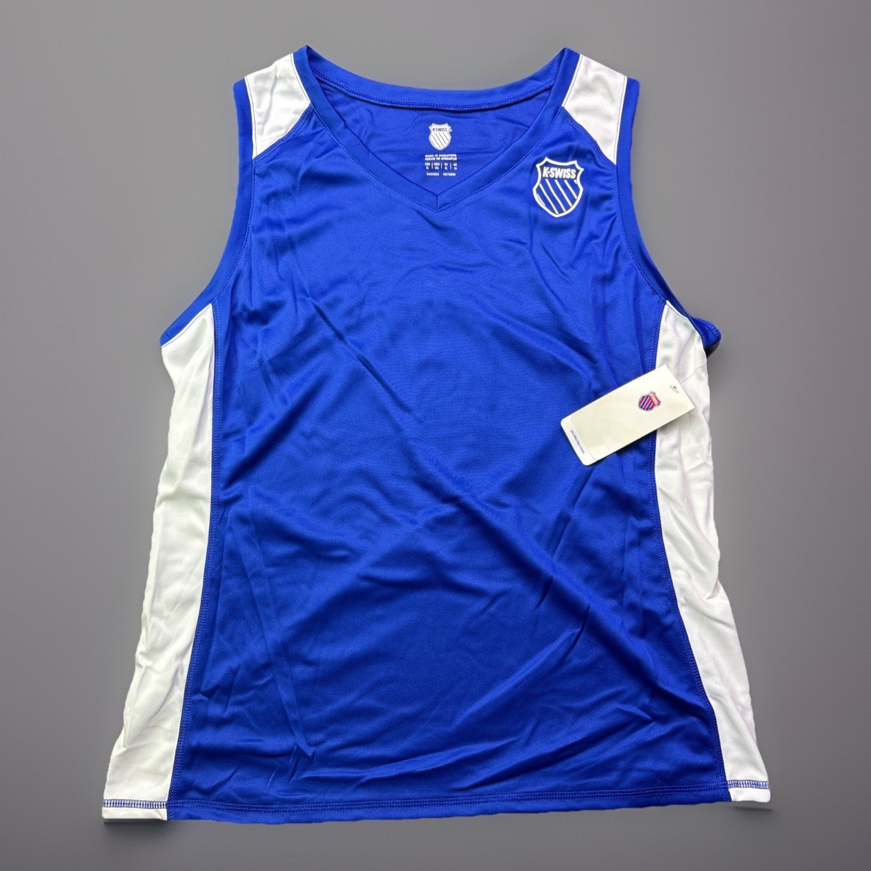 K-Swiss Tennis Athletic Women’s X-Large Blue/White Tank Top NEW With Tags NOS