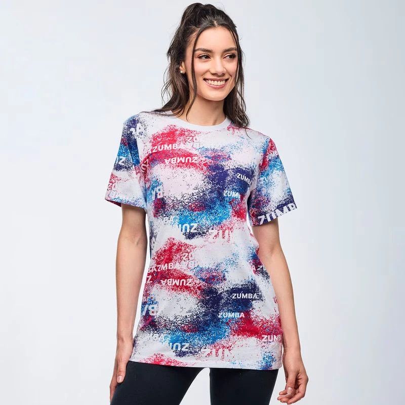 Apres Zumba Unisex Crew Neck Tee ~ Blue/White ~ XS/S M/L XL/XXL ~ New!