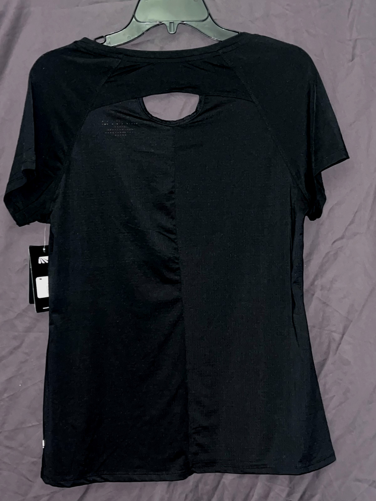 New MARIKA Tek Dry Wik Performance Keyhole Back Scoop Neck T-Shirt L Black NWT