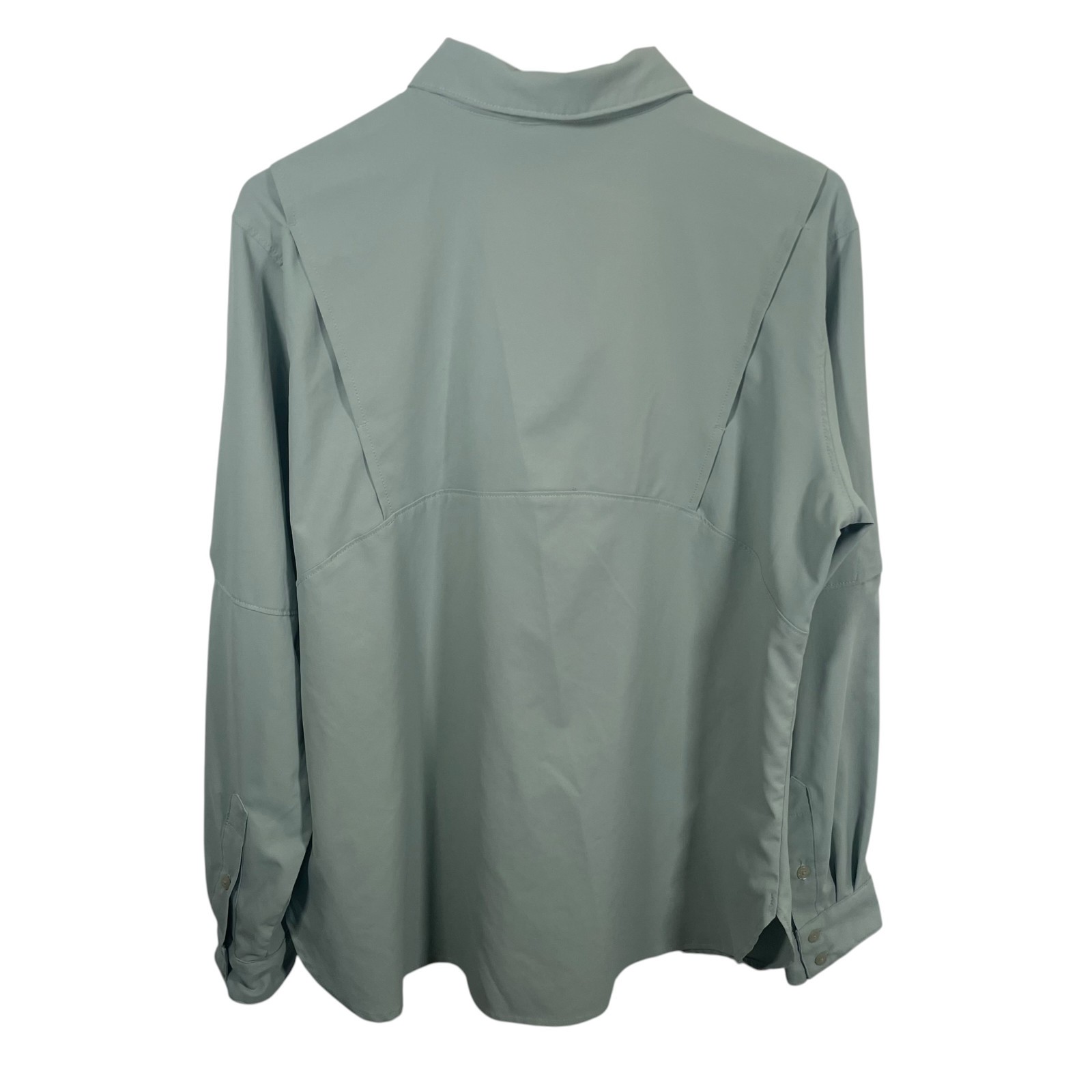 Columbia Long Sleeve Vented Shirt Womens Large Roll Tab Sleeve Green