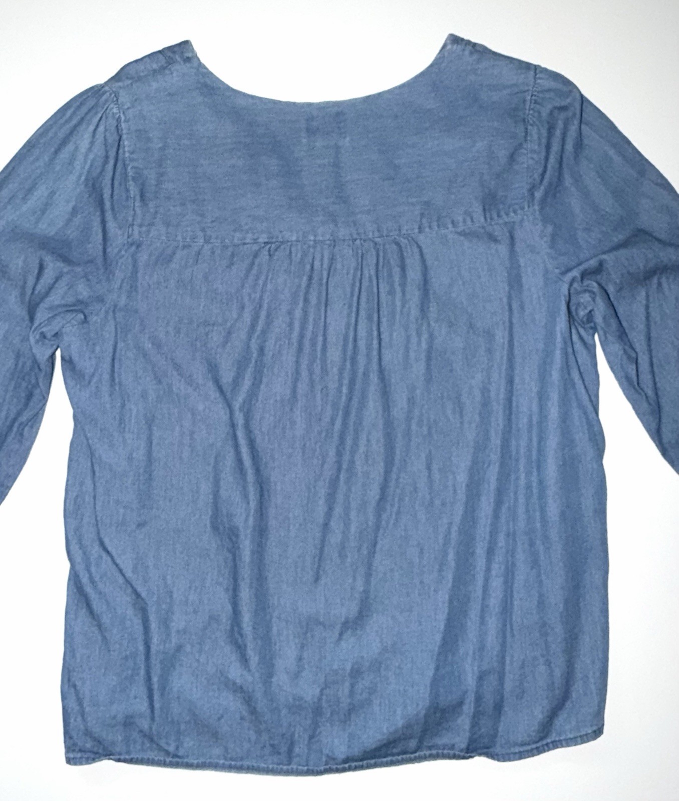 St John’s Bay Top Blue Denim Chambray Cotton Rayon Blend Shirt Blouse Women’s M