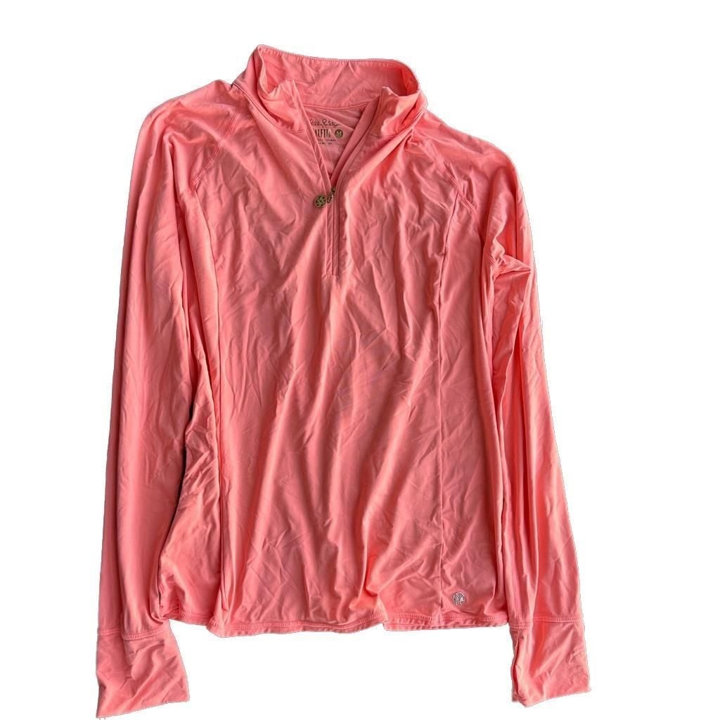 Lilly Pulitzer luxletic quarter zip pullover orange neon color size Medium