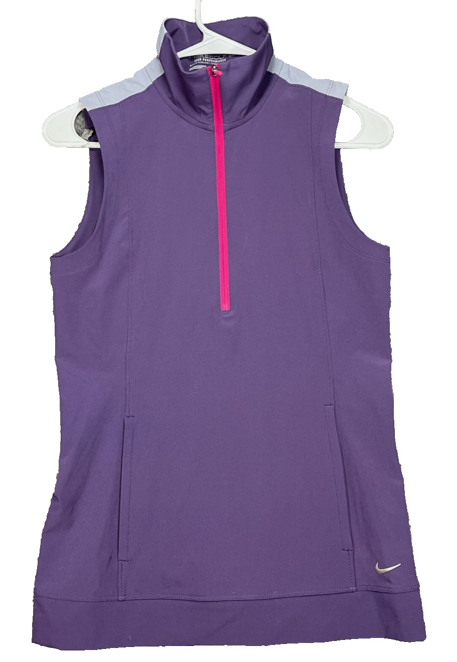 NWT NIKE GOLF Purple Pullover Vest Shirt Top TOUR PERFORMANCE Dri-Fit Pockets L