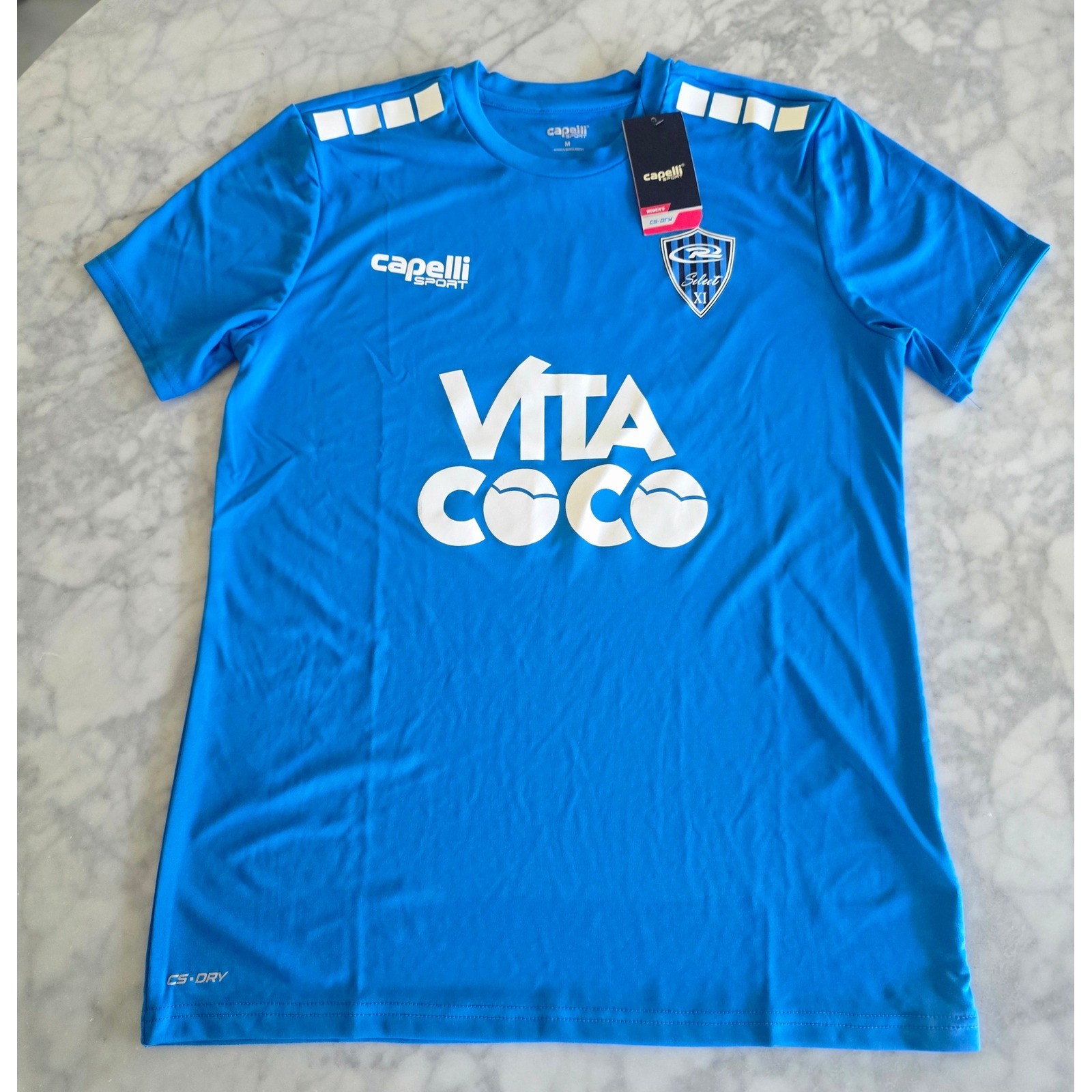 Capelli Sport Womens Rush Select XI Vita Coco Soccer Jersey Blue Size M AGA-6563