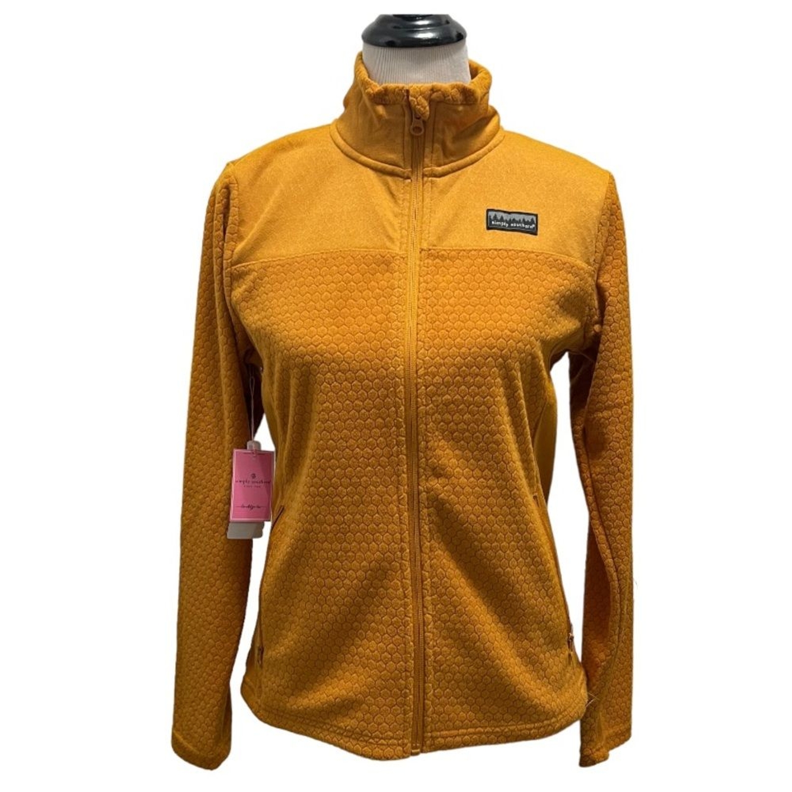 Simply Southern Recycled Zip Up Fleece in Golden Size Medium NWT