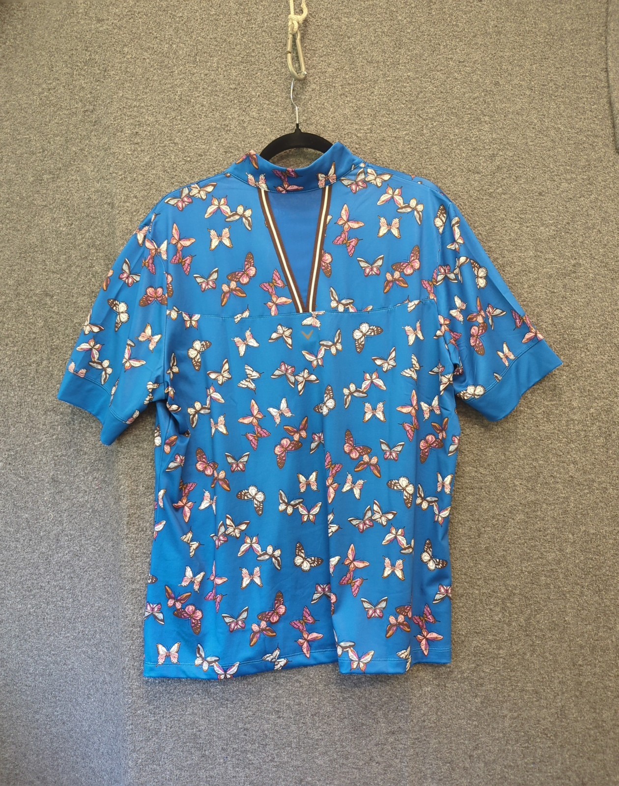 Perry Ellis Womens XL Butterfly Print Golf Polo Shirt Opti Dri Performance Top