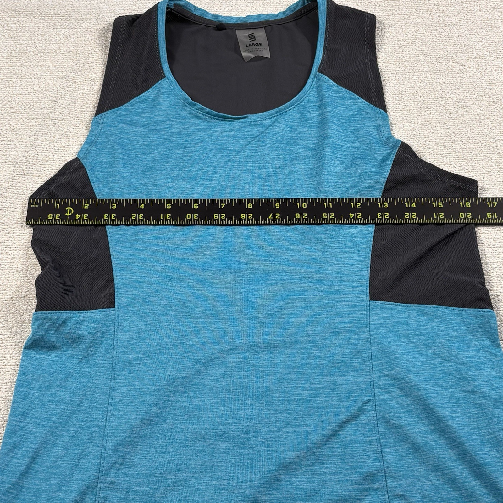 Second Skin Athletic Performance Train Tank Top Women Large Teal Gray Stretch