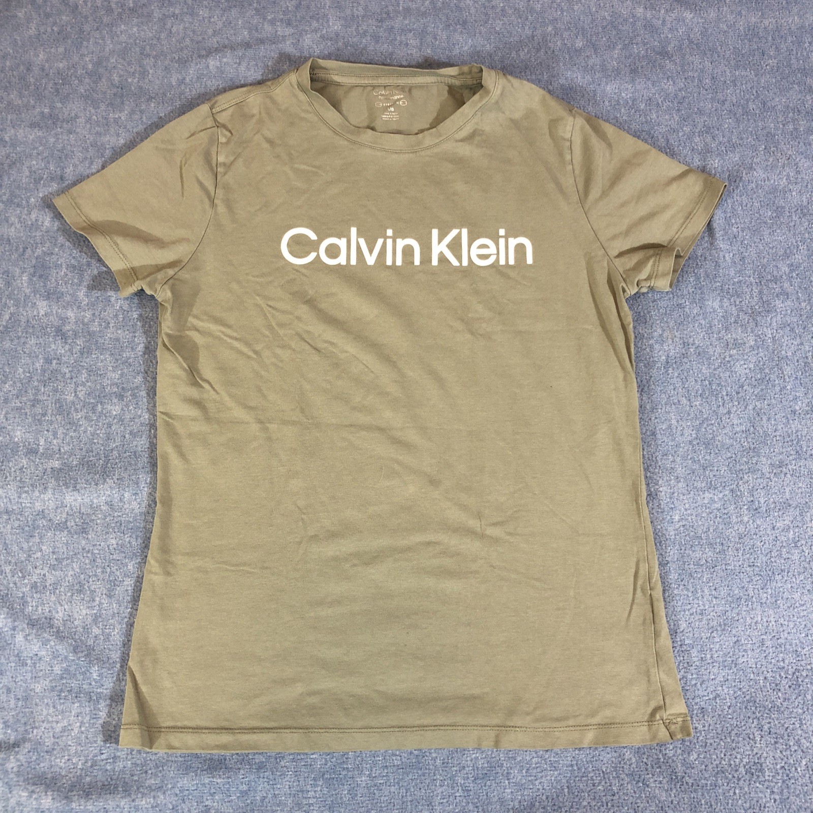 Calvin Klein Performance Women’s Stretch T-Shirt With Logo Olive Green Size Lg