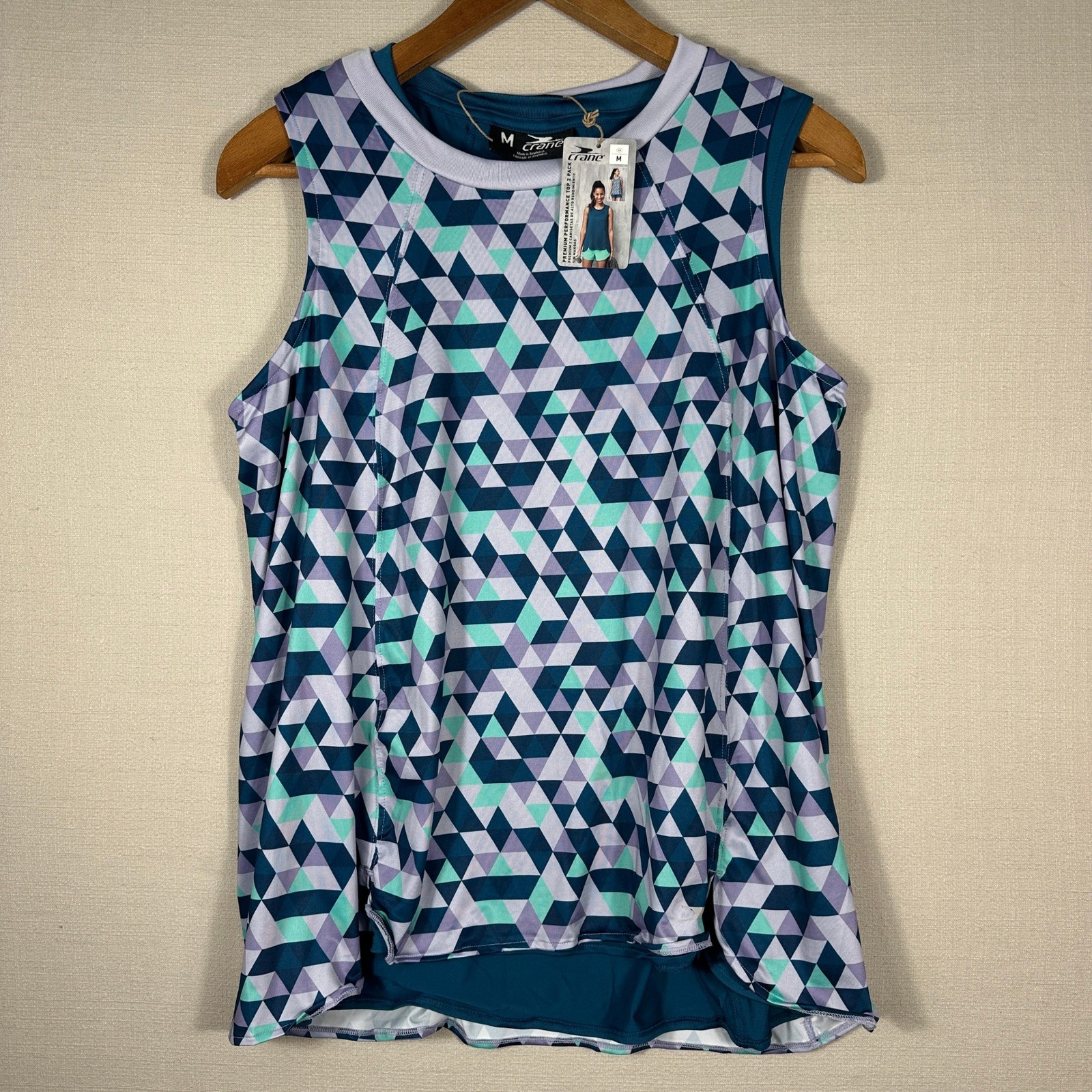 Crane Performance Tank Top 2 Pack Womens M Teal Geometric NWT Sleeveless Gym