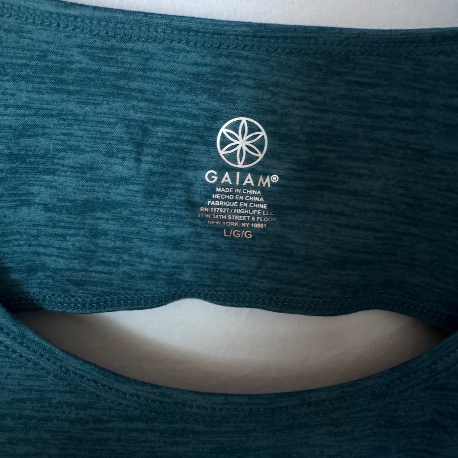 Gaiam Women Energy Tee Stretch Short Sleeve Teal Activewear Top Size L