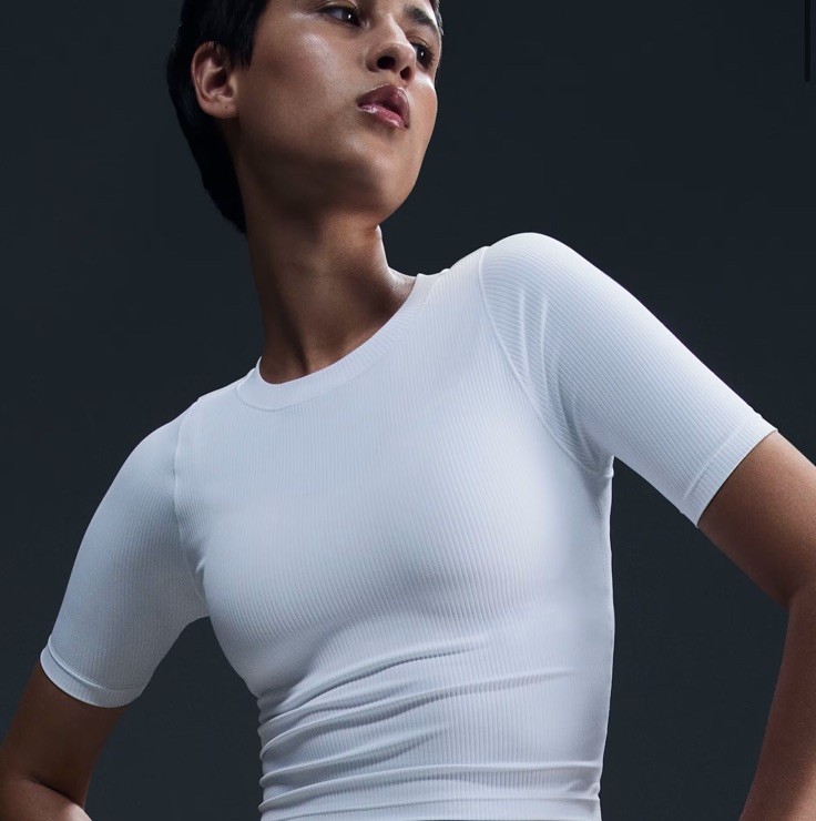 Nike Zenvy Women Training Short-Sleeve Top WD Rib White HF2772-100 Size L NWT$70
