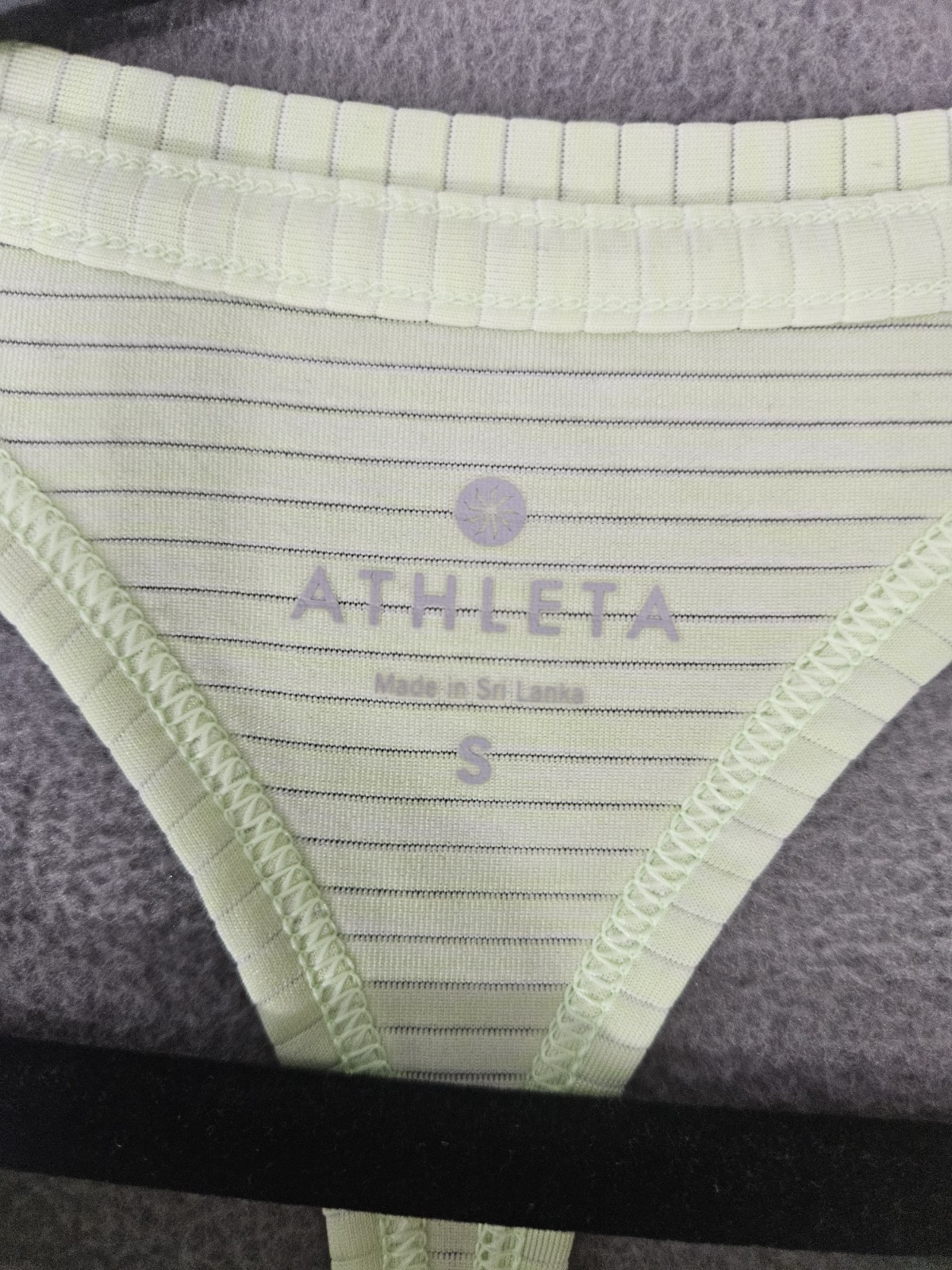 Athleta Womens Athletic Tank Top Small Neon Green Mesh Racerback Crewneck Stripe