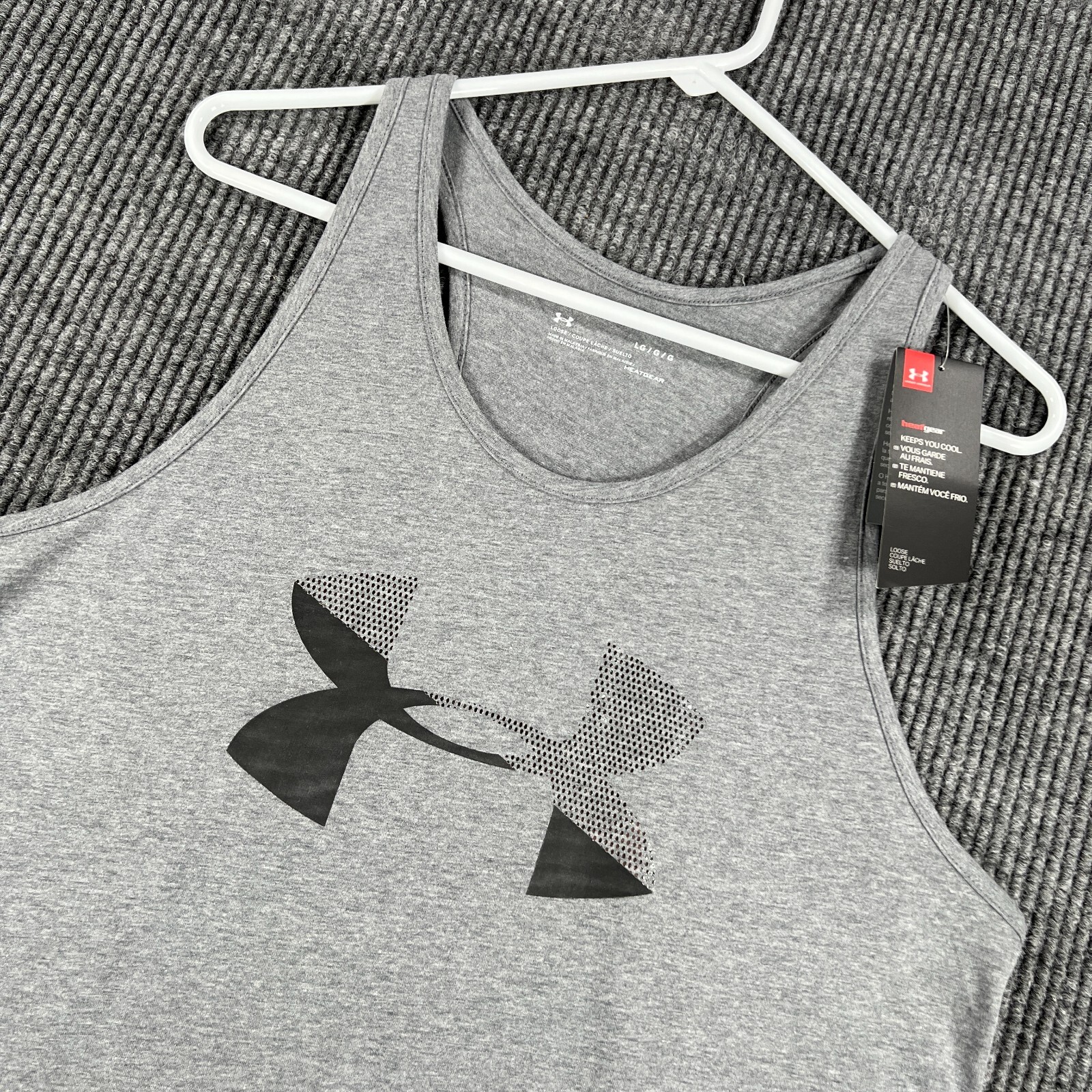 Under Armour Tank Top Womens Large Gray Sleeveless Heat Gear Loose Fit New